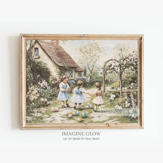 Vintage Easter celebration in an English garden with kids.