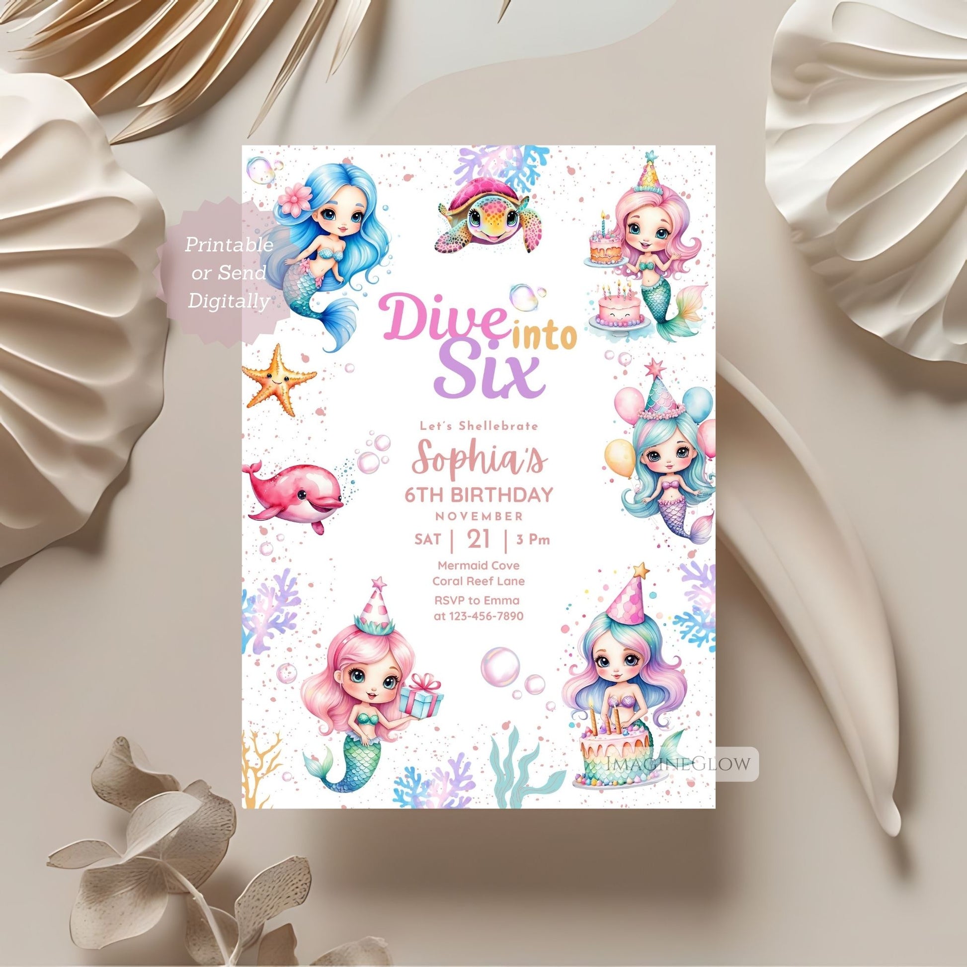 Under-the-sea themed birthday invite