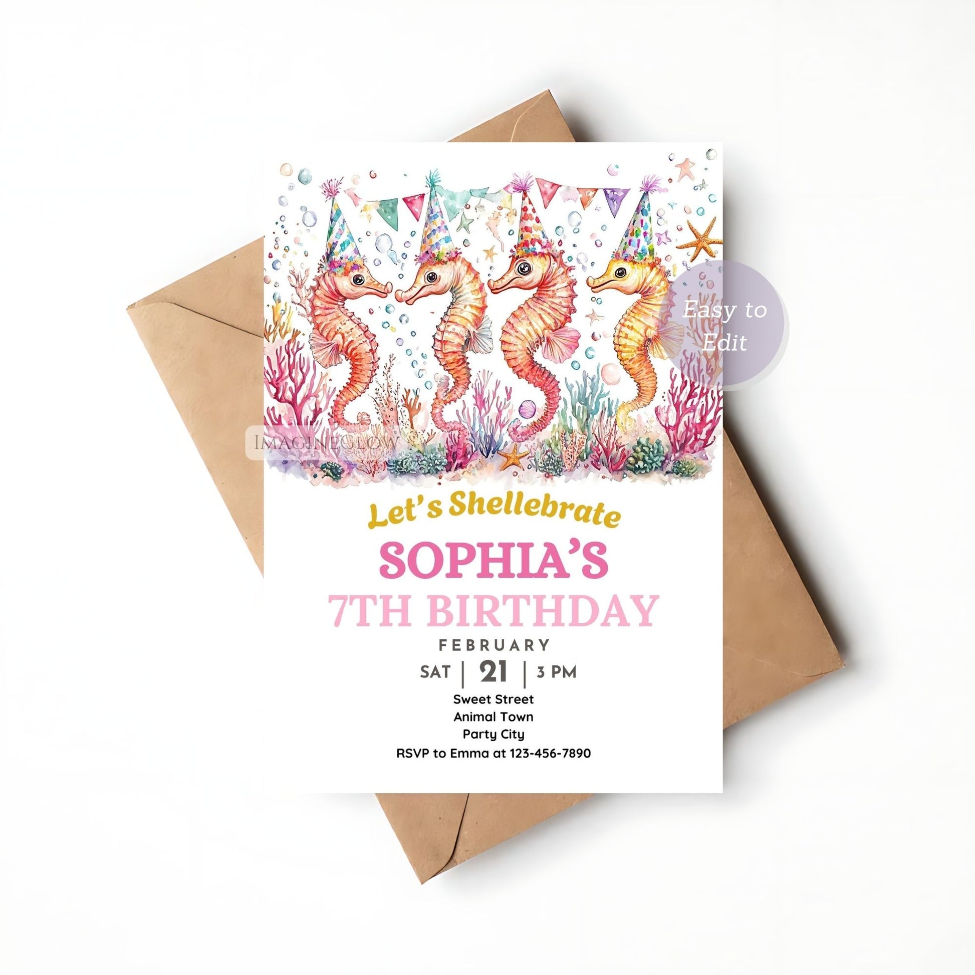 Ocean-themed birthday party invitation for kids