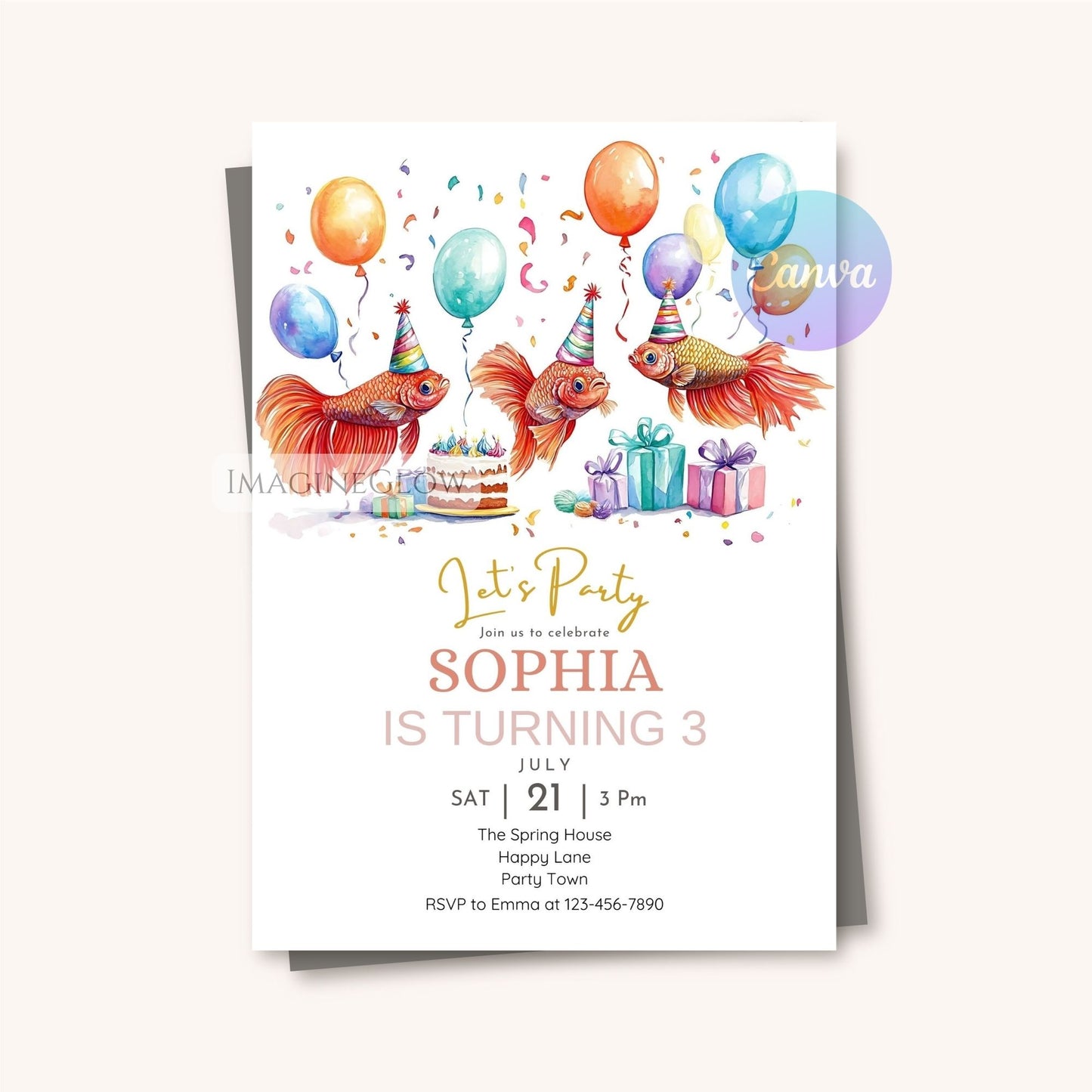 Printable sea creature birthday invitation