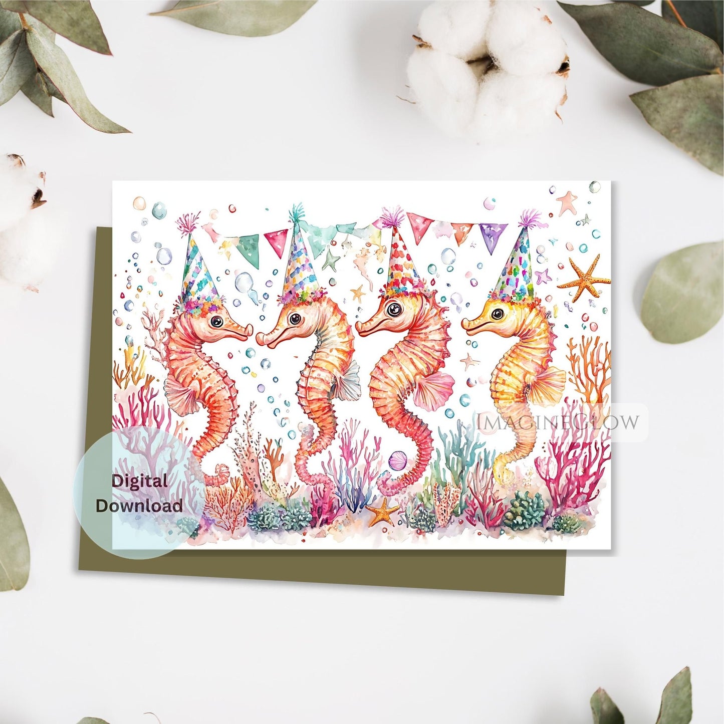 marine animal birthday card
seahorse card for ocean lovers