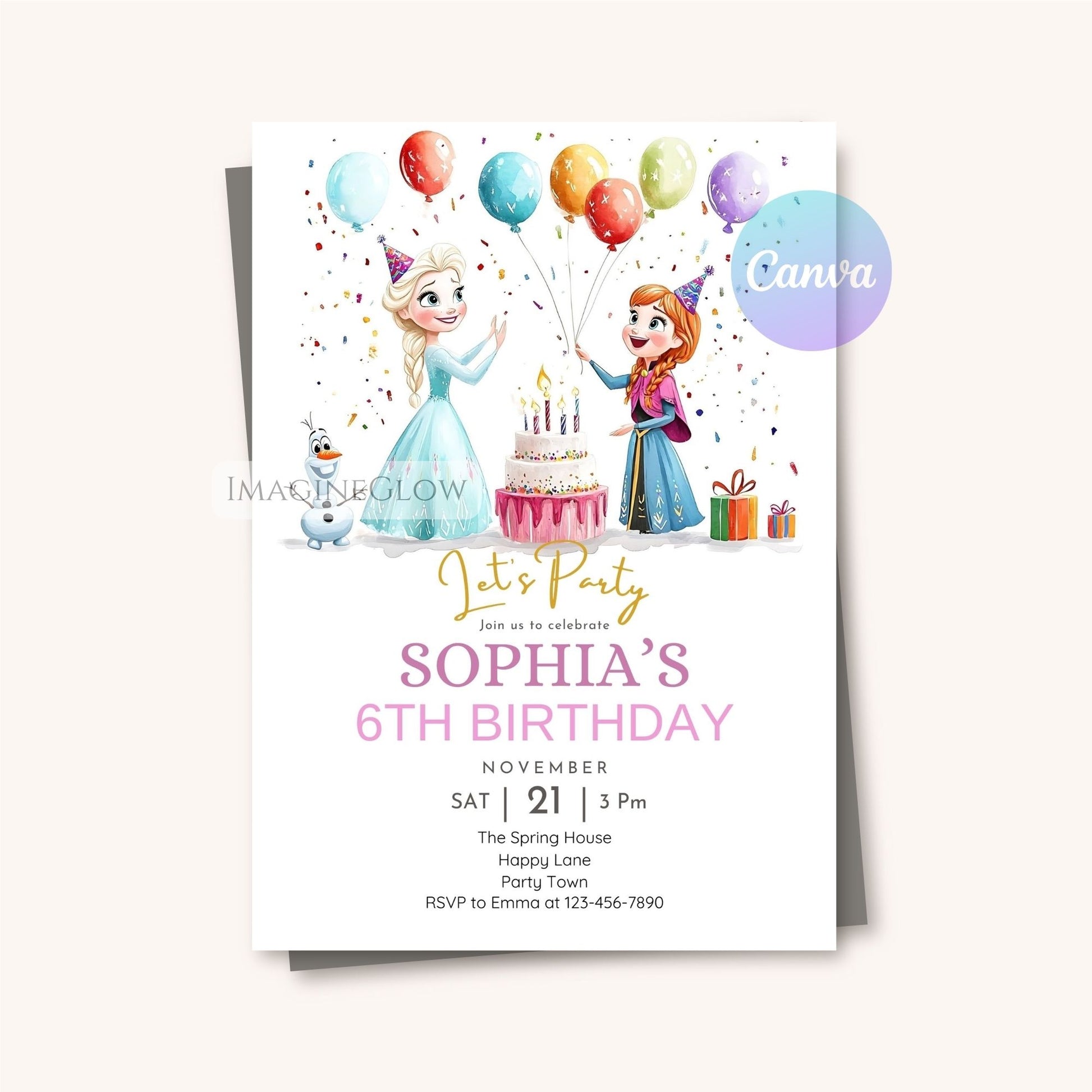 Frozen celebration invitation for kids