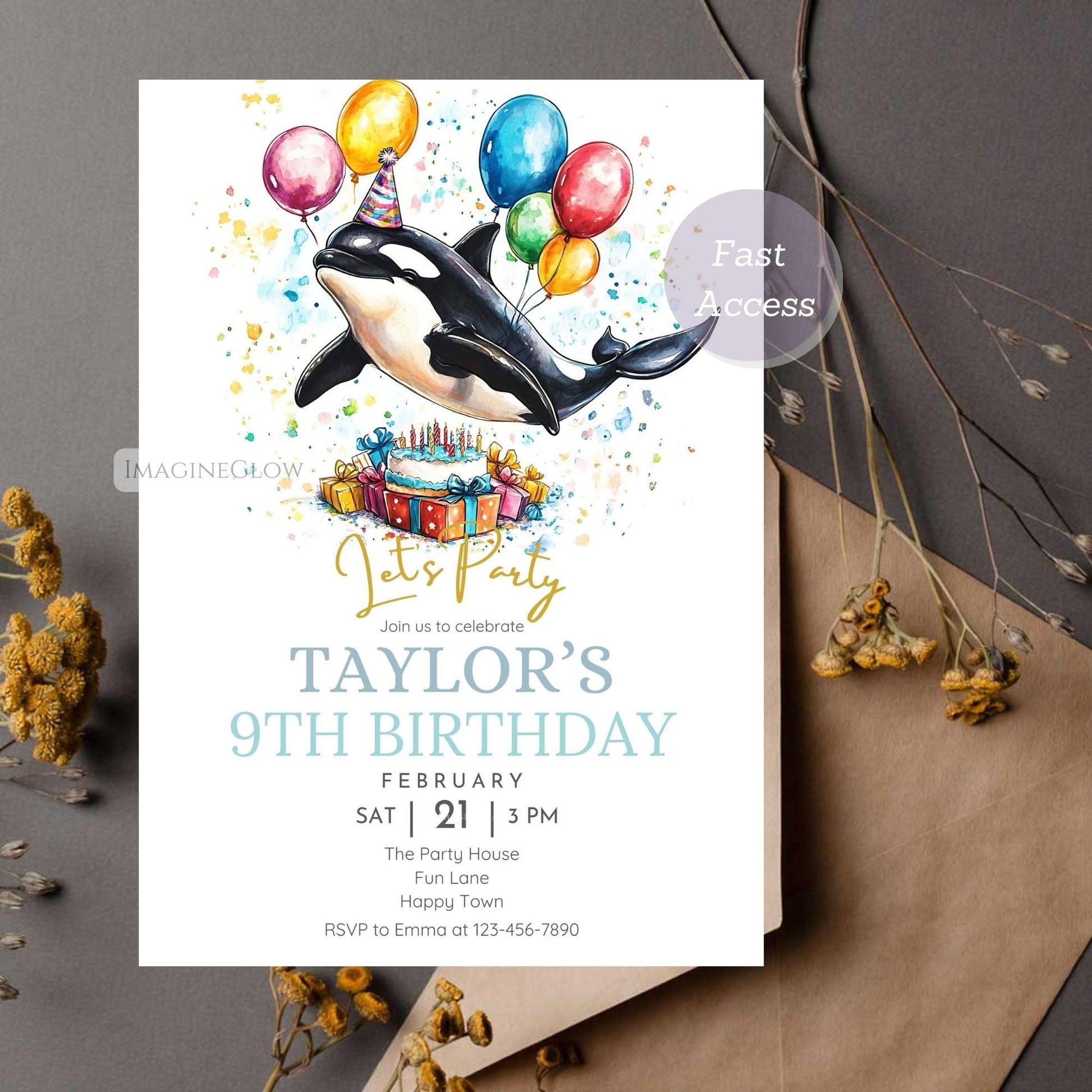 Marine animal birthday party invite