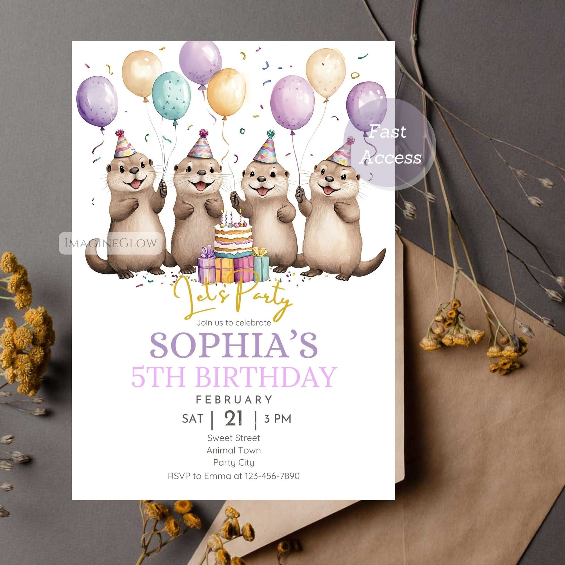 Fun otter party invitation template
River adventure birthday invitation