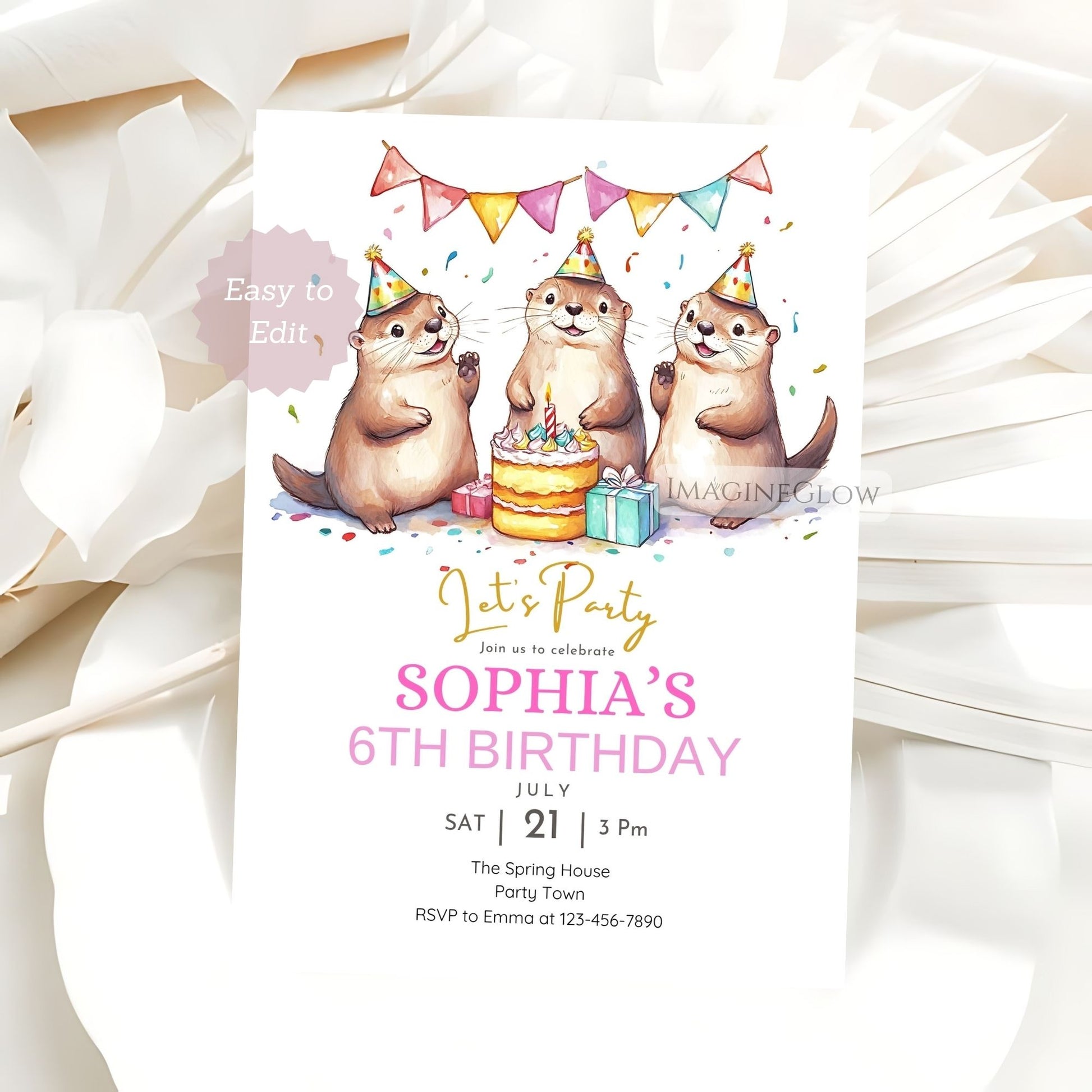 water animal birthday invite