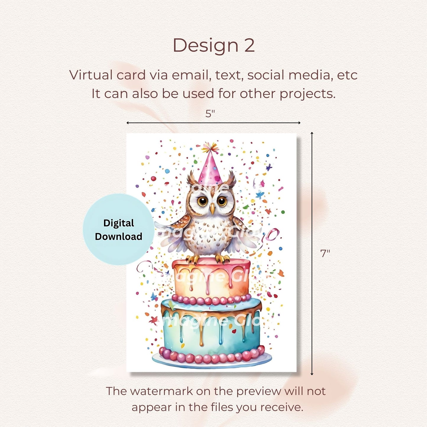 owl card whimsical design