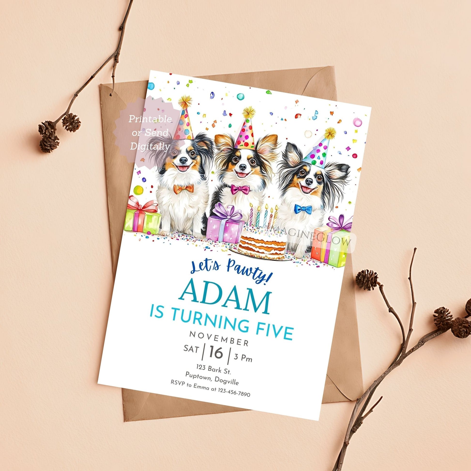 printable papillon birthday card