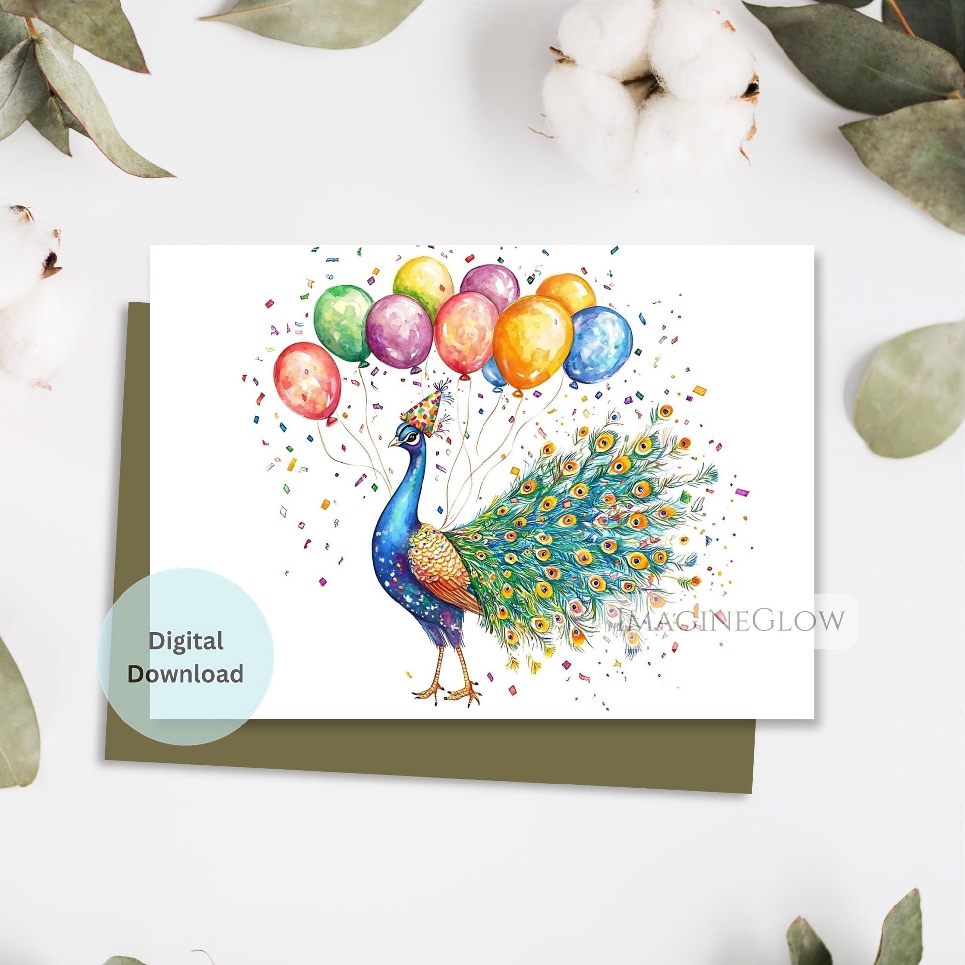 peacock birthday card
colorful bird greeting card
printable peacock card