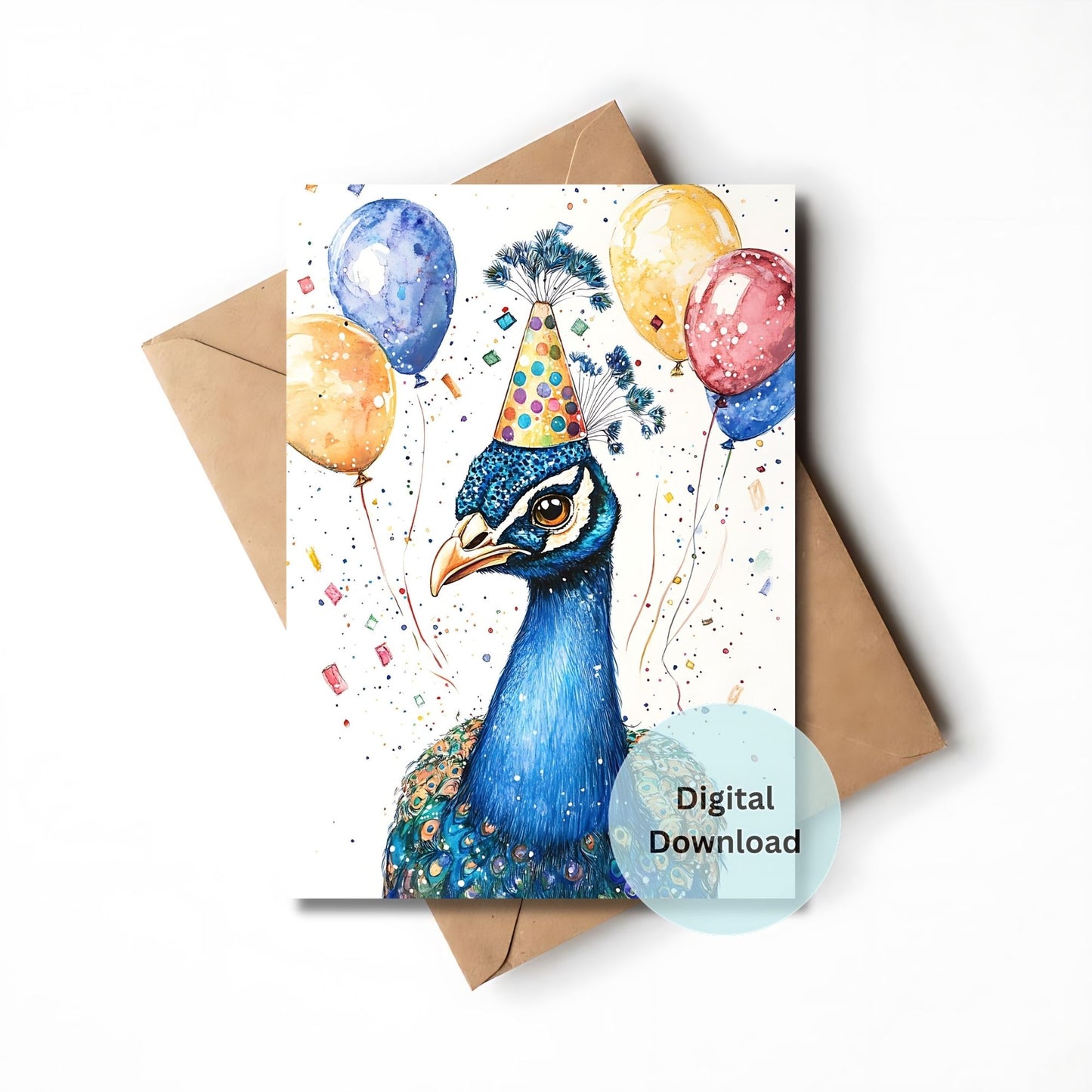 Colorful Peacock Greeting Card Nature Inspired Design