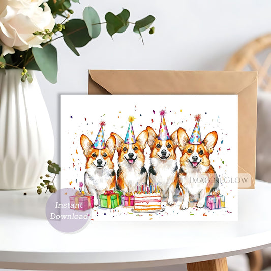 pembroke welsh corgi birthday card printable