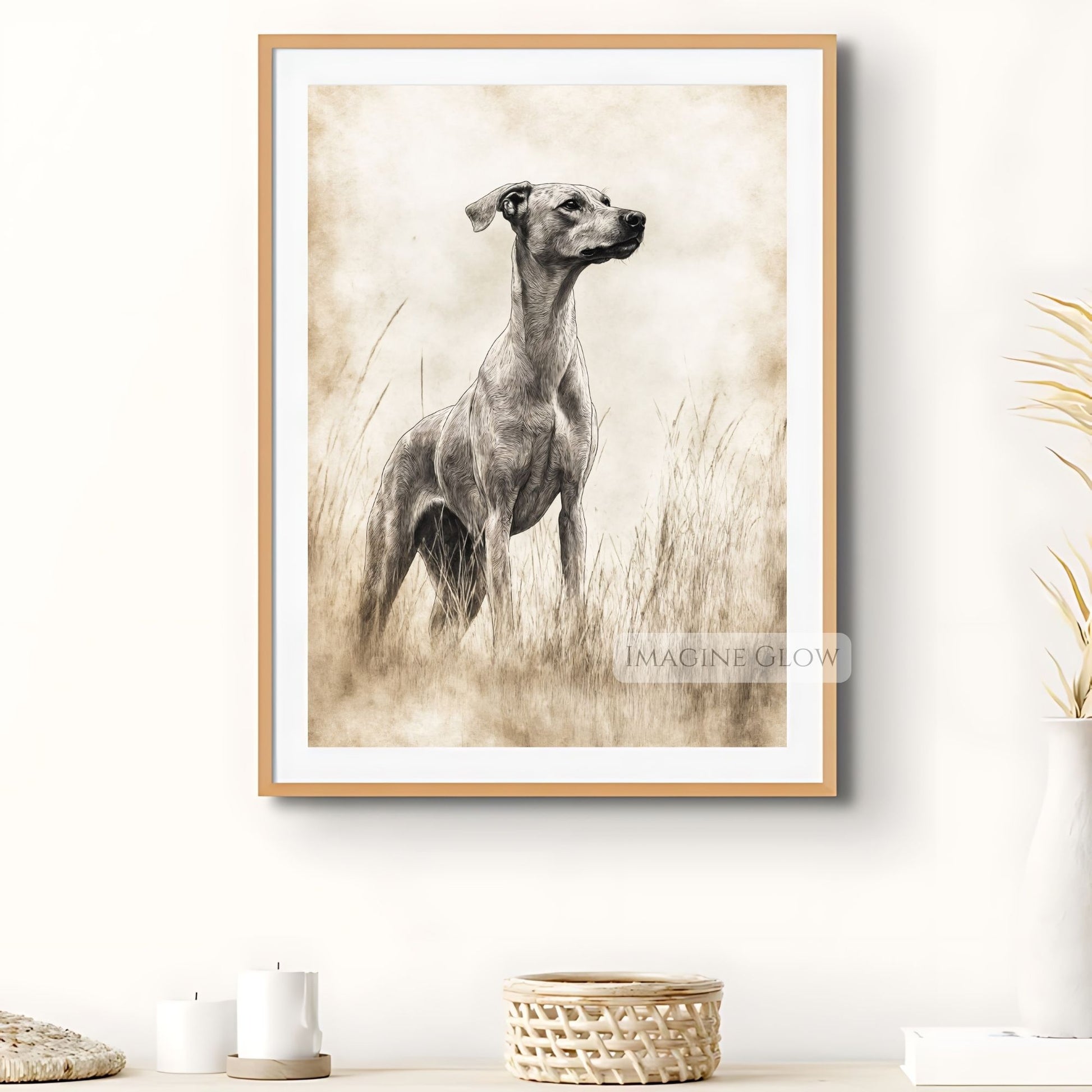 Classic hunting dog artwork for rustic home interiors.
