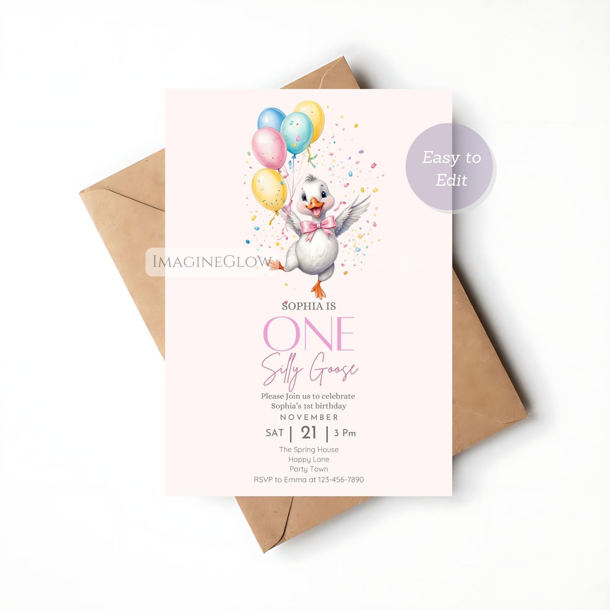 custom one silly goose party invite