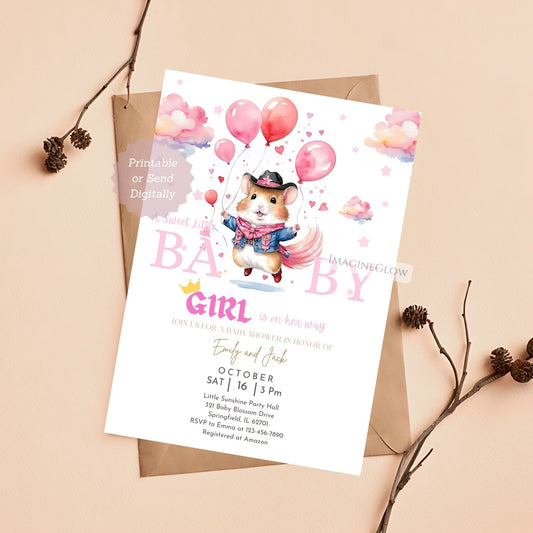 Cowgirl baby shower invitation
It’s a girl Western baby shower invite