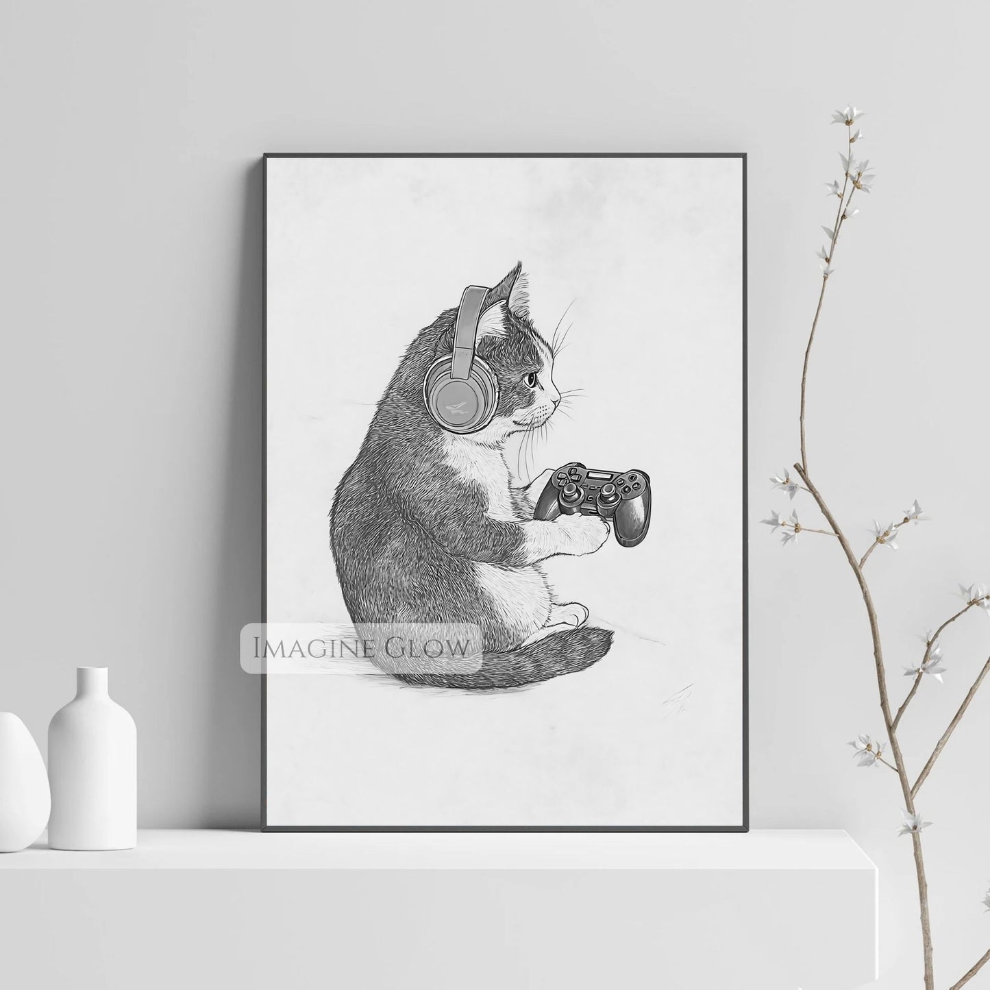 Cute cat art for gamers room