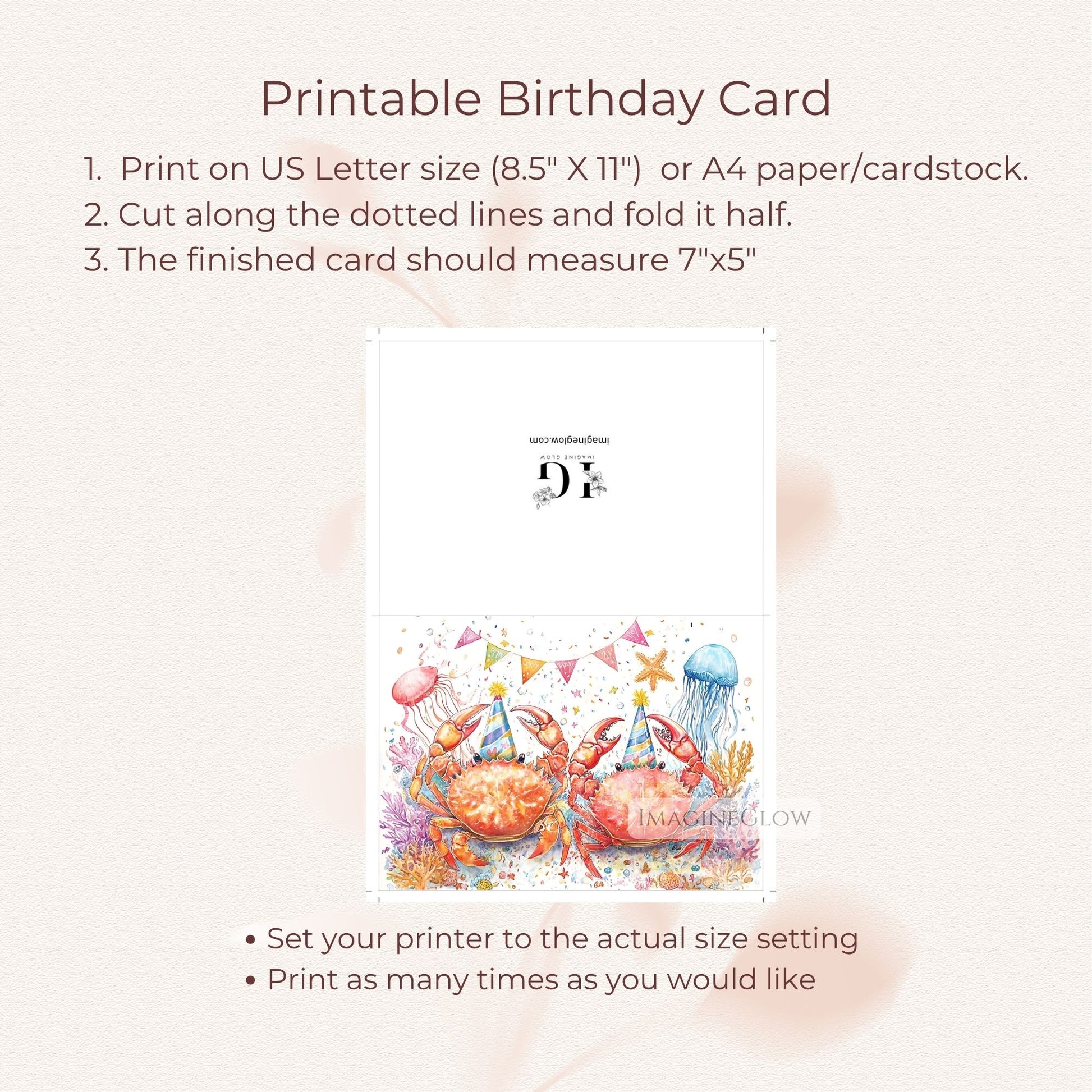 coastal theme birthday greeting
summer beach party birthday card
happy crab digital download card
playful ocean creature birthday card