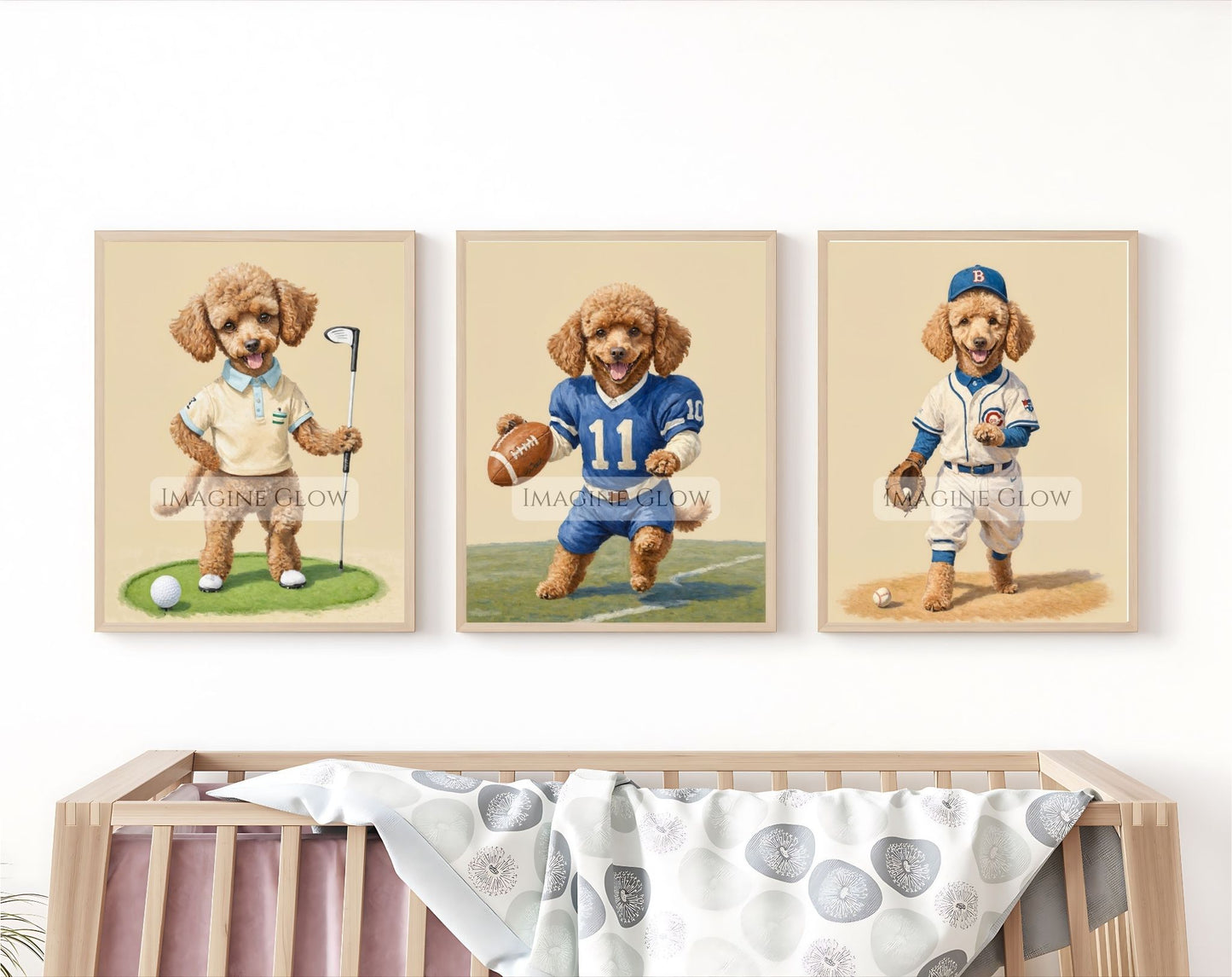 Classic sports-themed nursery print set
Printable vintage nursery decor for sports lovers