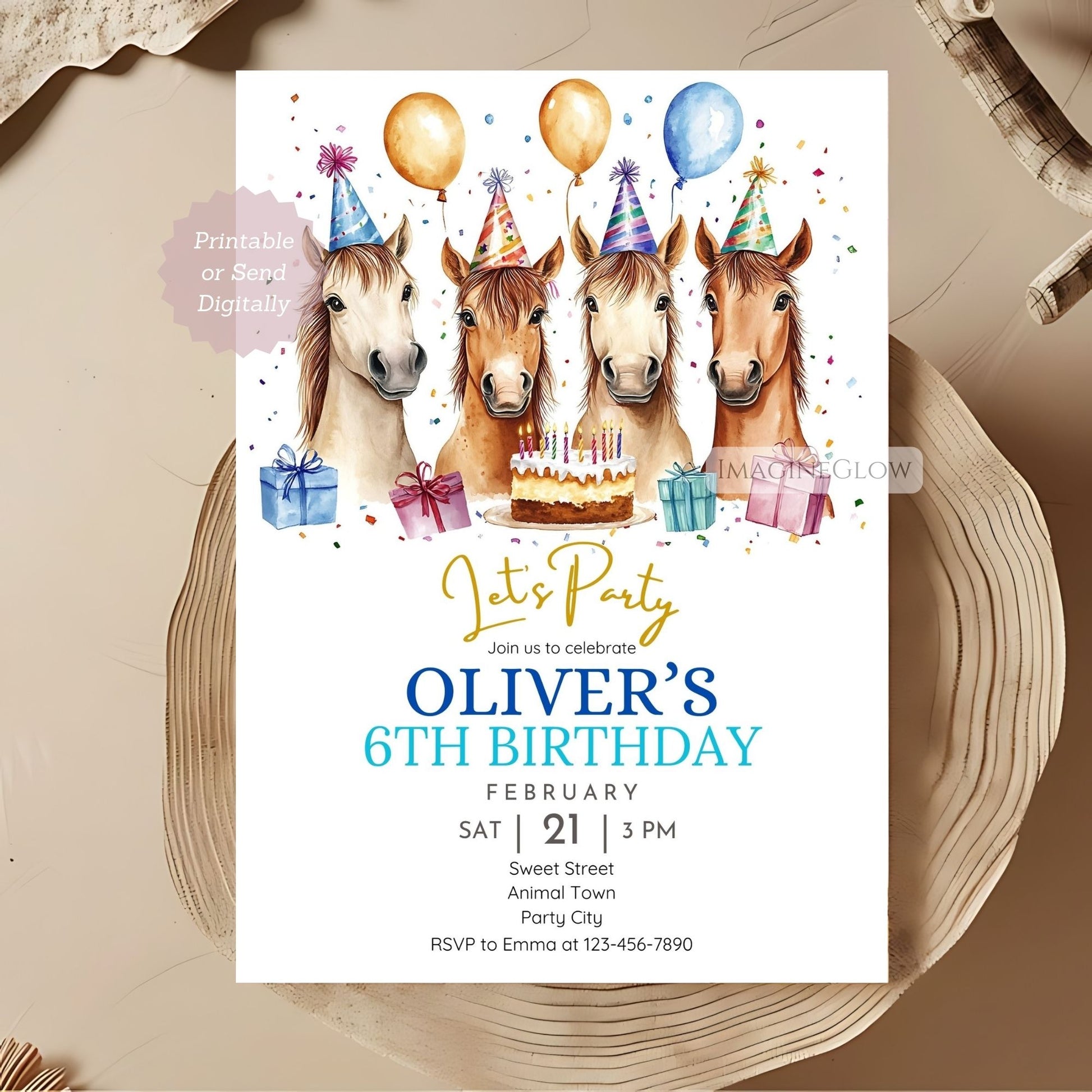 Instant download cowboy birthday invite
Custom horse-themed party invitation