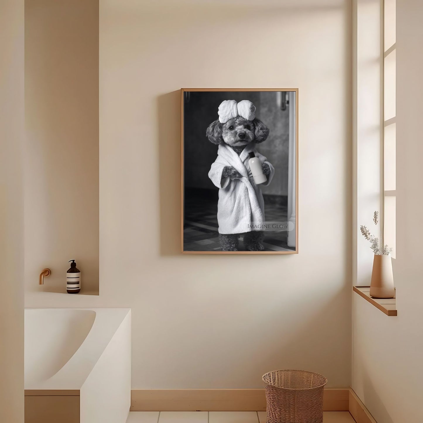 Dog lover's poodle bathroom art