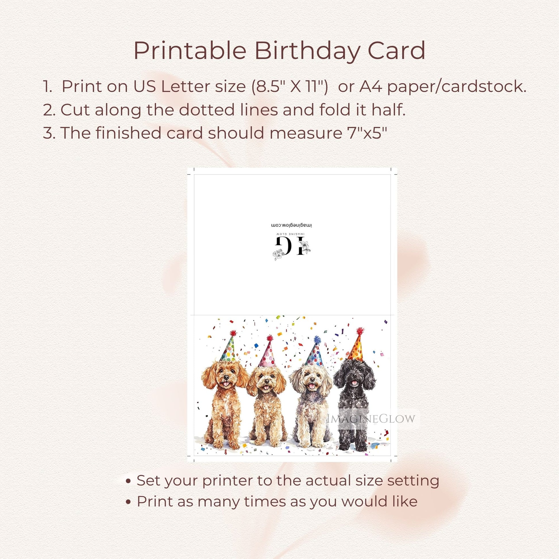 Poodle card for dog lovers
folded Poodle card printable