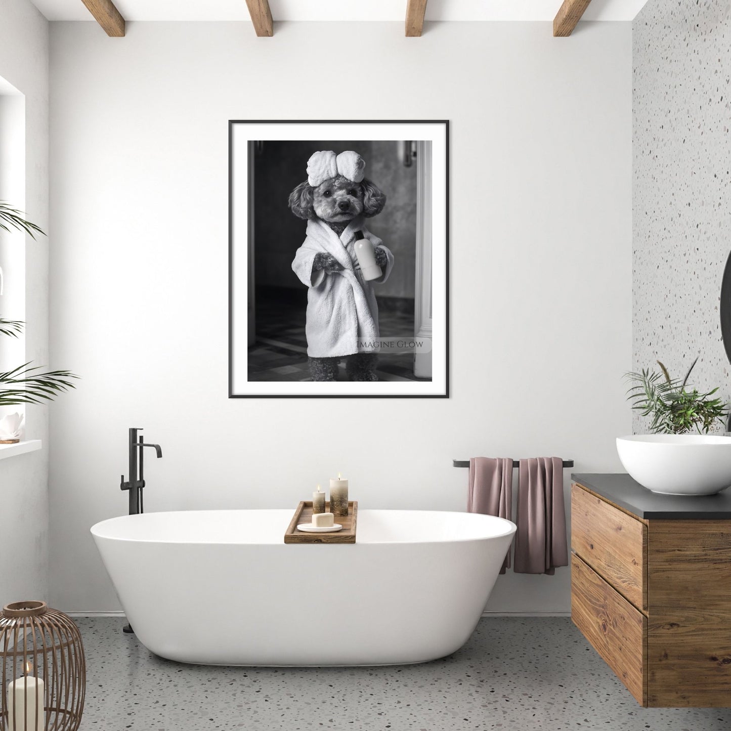 Toy poodle wall art for bathrooms
