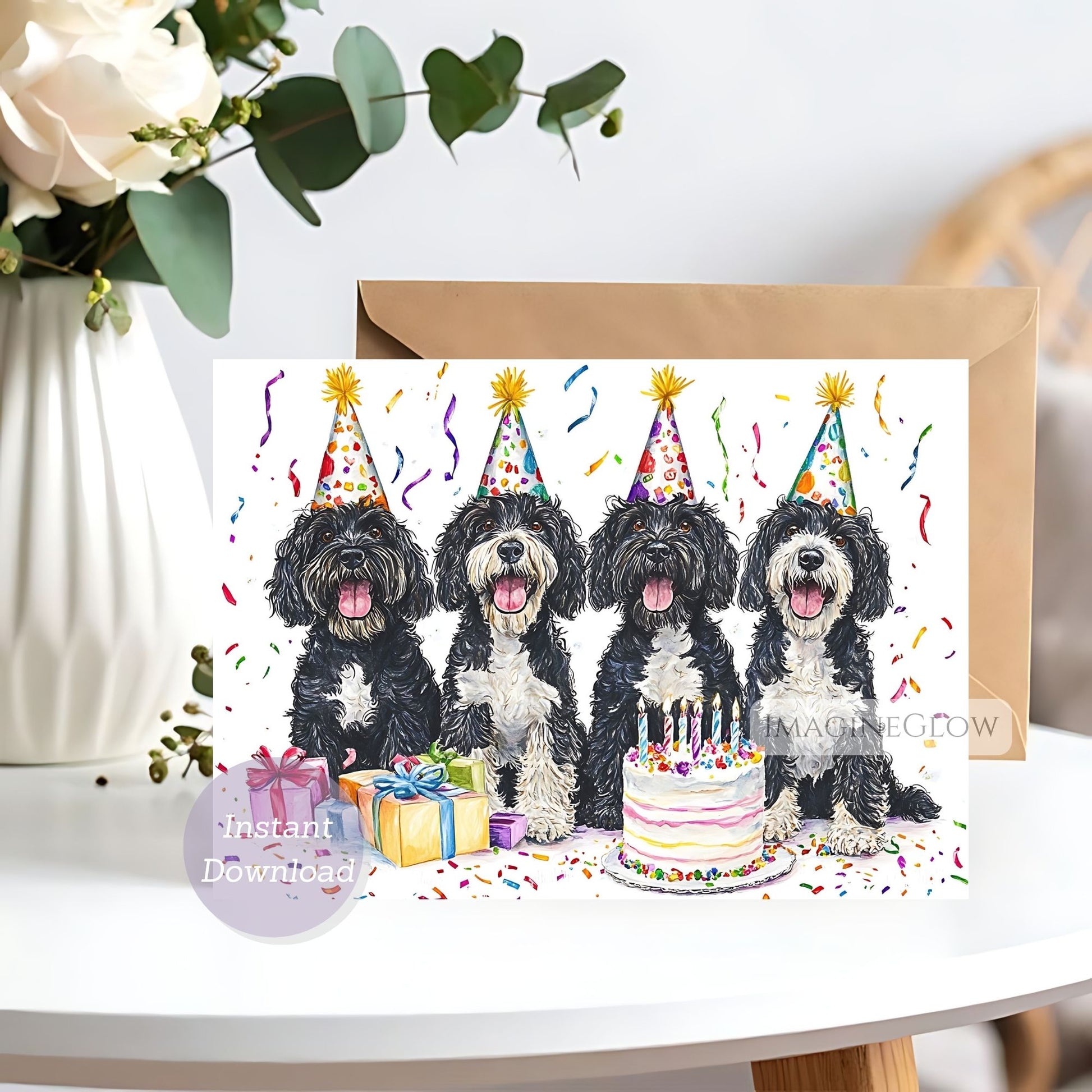 digital portuguese water dog card
cute dog birthday card for pet lovers