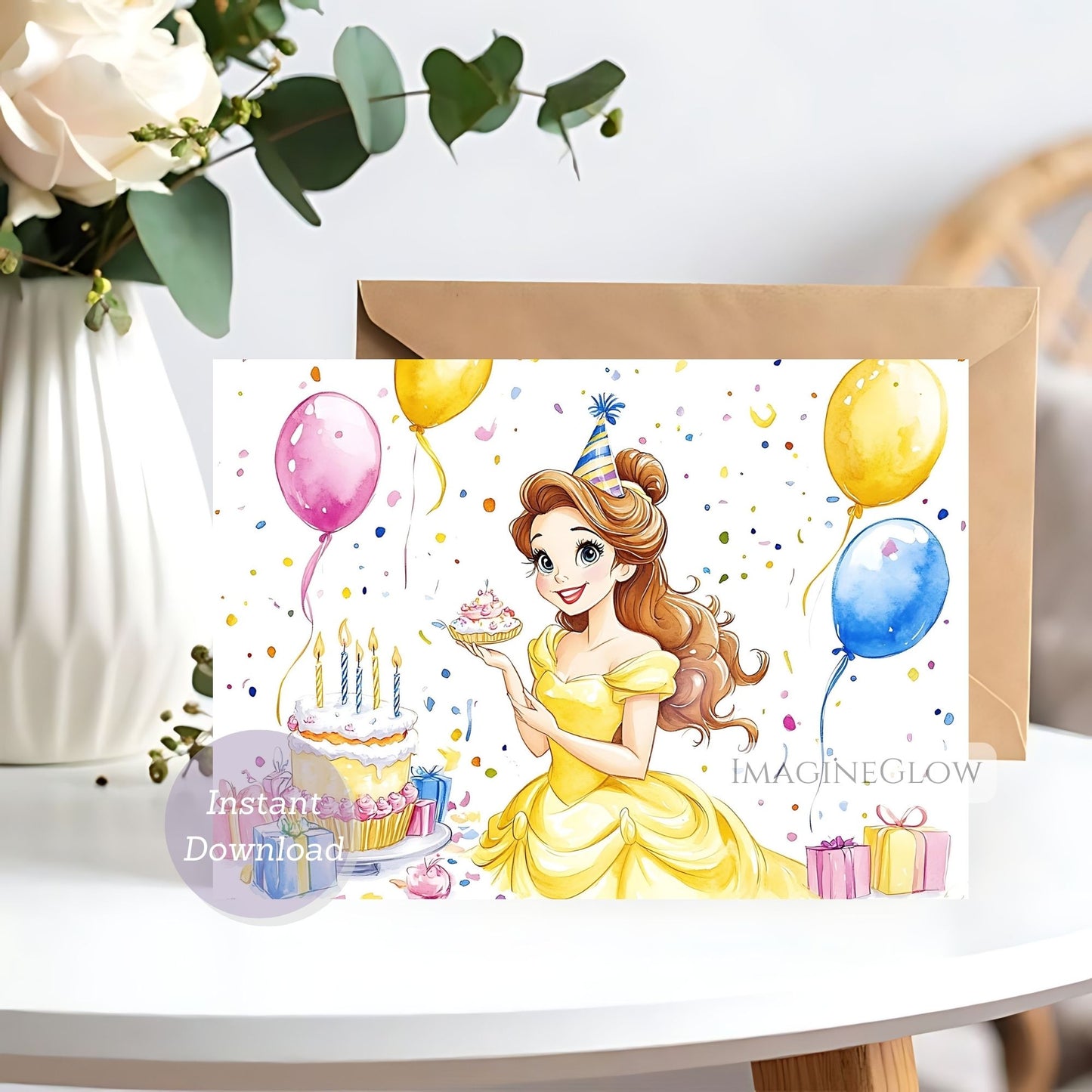 kids Belle birthday card
Disney princess Belle card
yellow dress Belle birthday card