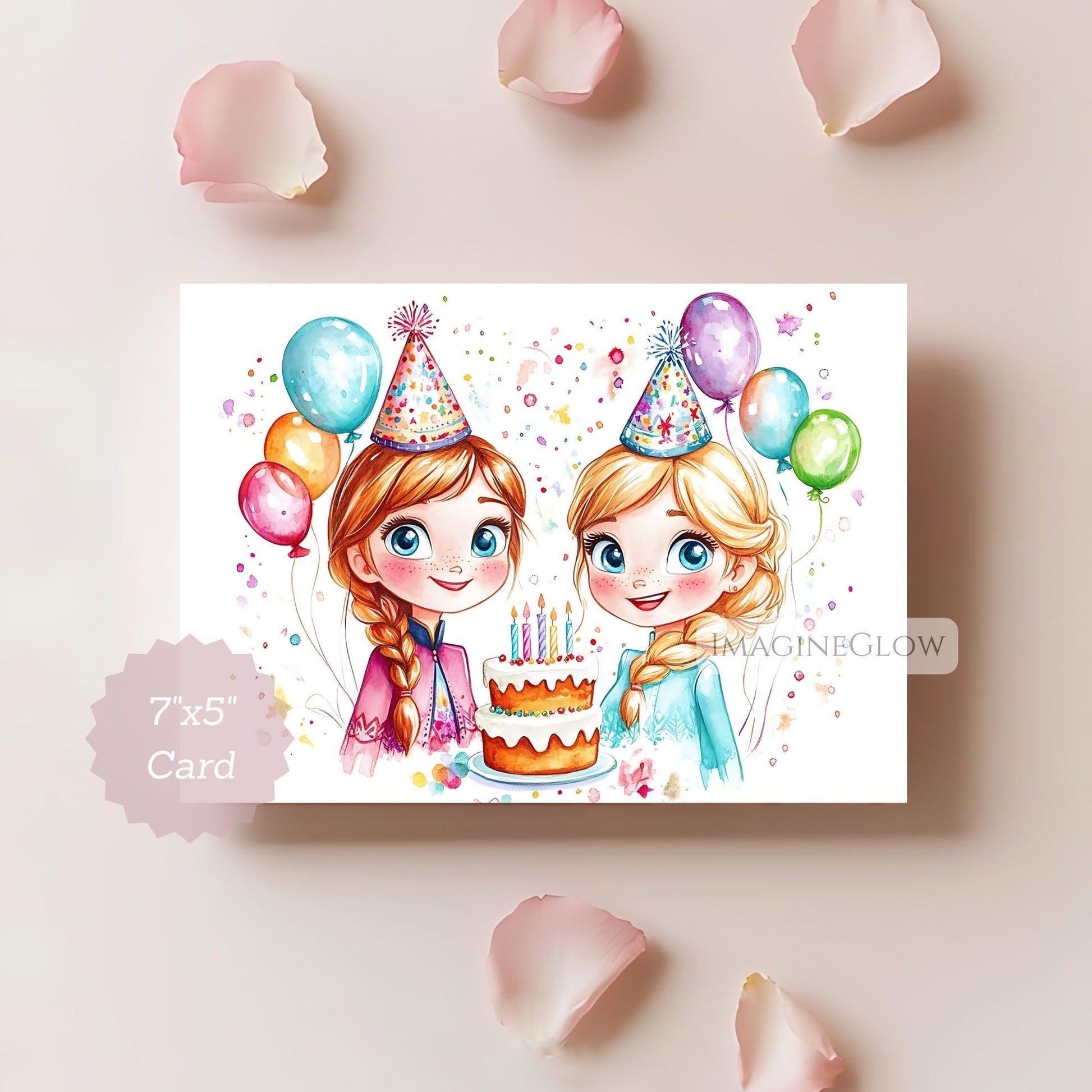 Winter wonderland birthday card
Frozen-inspired printable card
Princess birthday card for girls