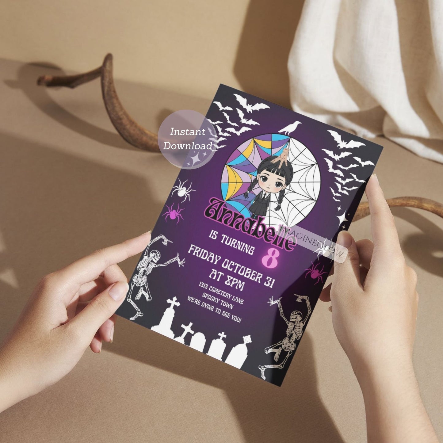 Cute creepy kids birthday invitation template