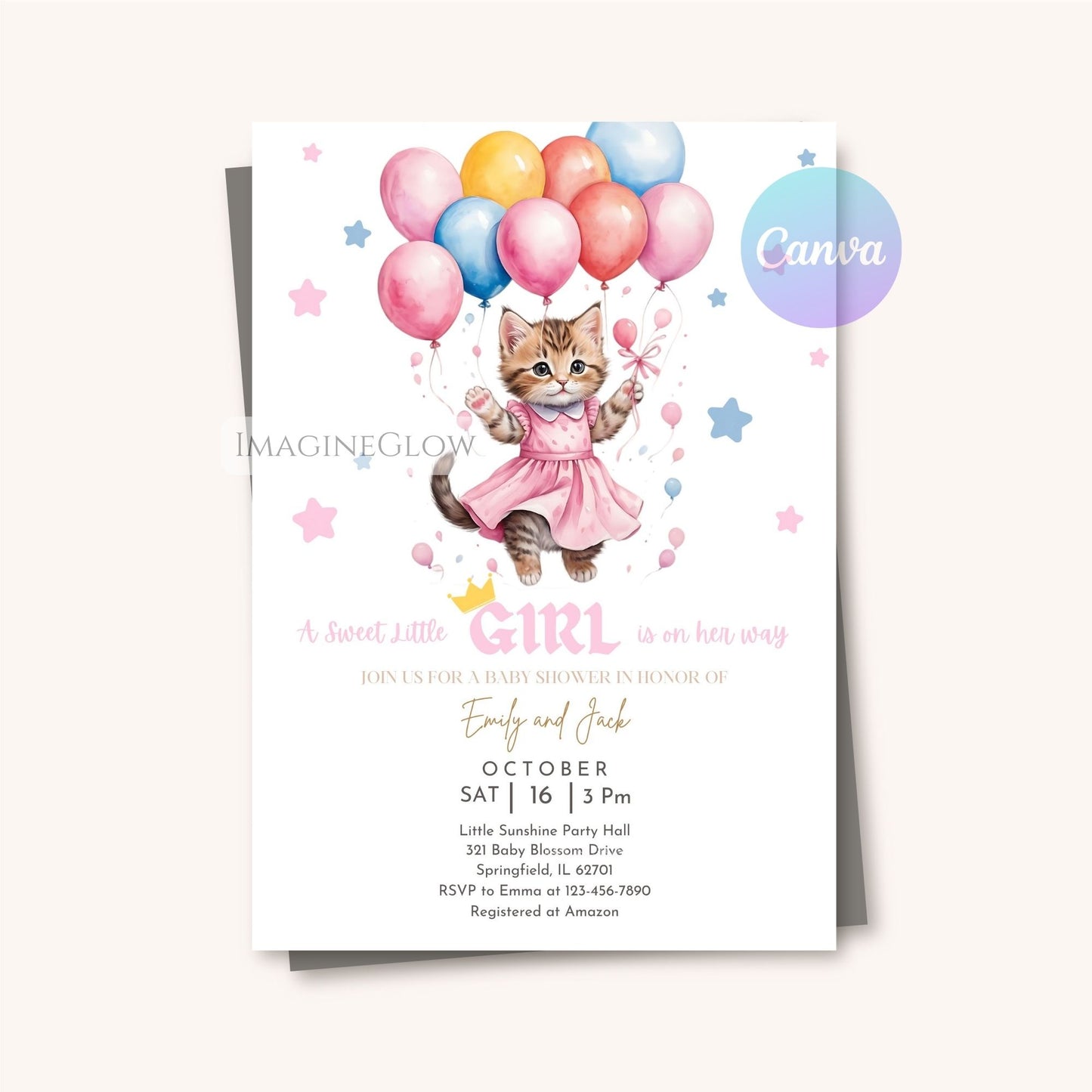 cat themed baby shower for baby girl