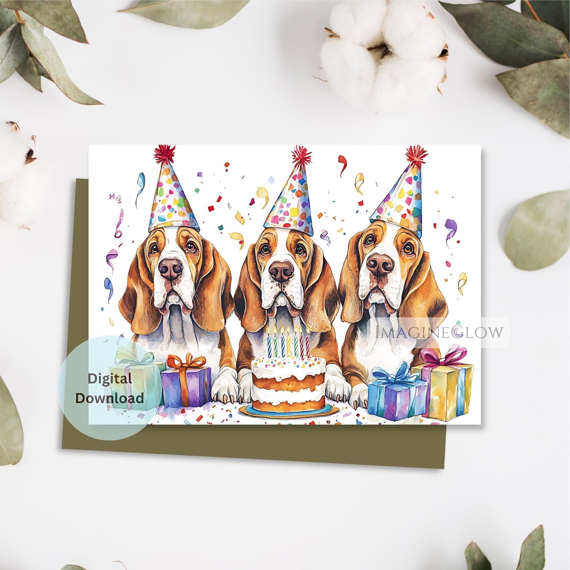 Basset Hound greeting for dog lovers
Basset Hound dog birthday printable
