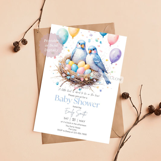 A little bird baby shower invitation
bird theme baby shower invite