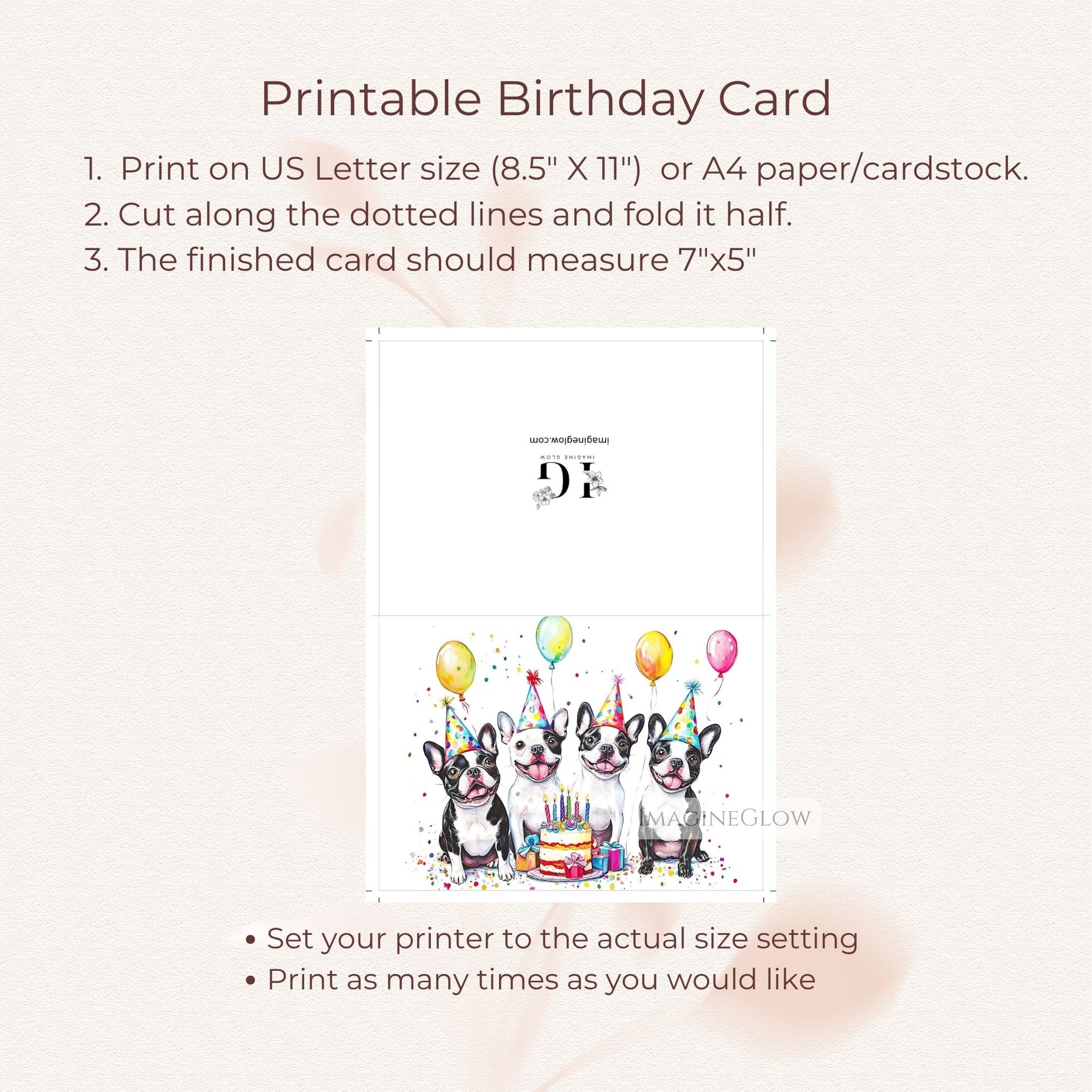 instant download dog birthday card
boston terrier puppy celebration card
