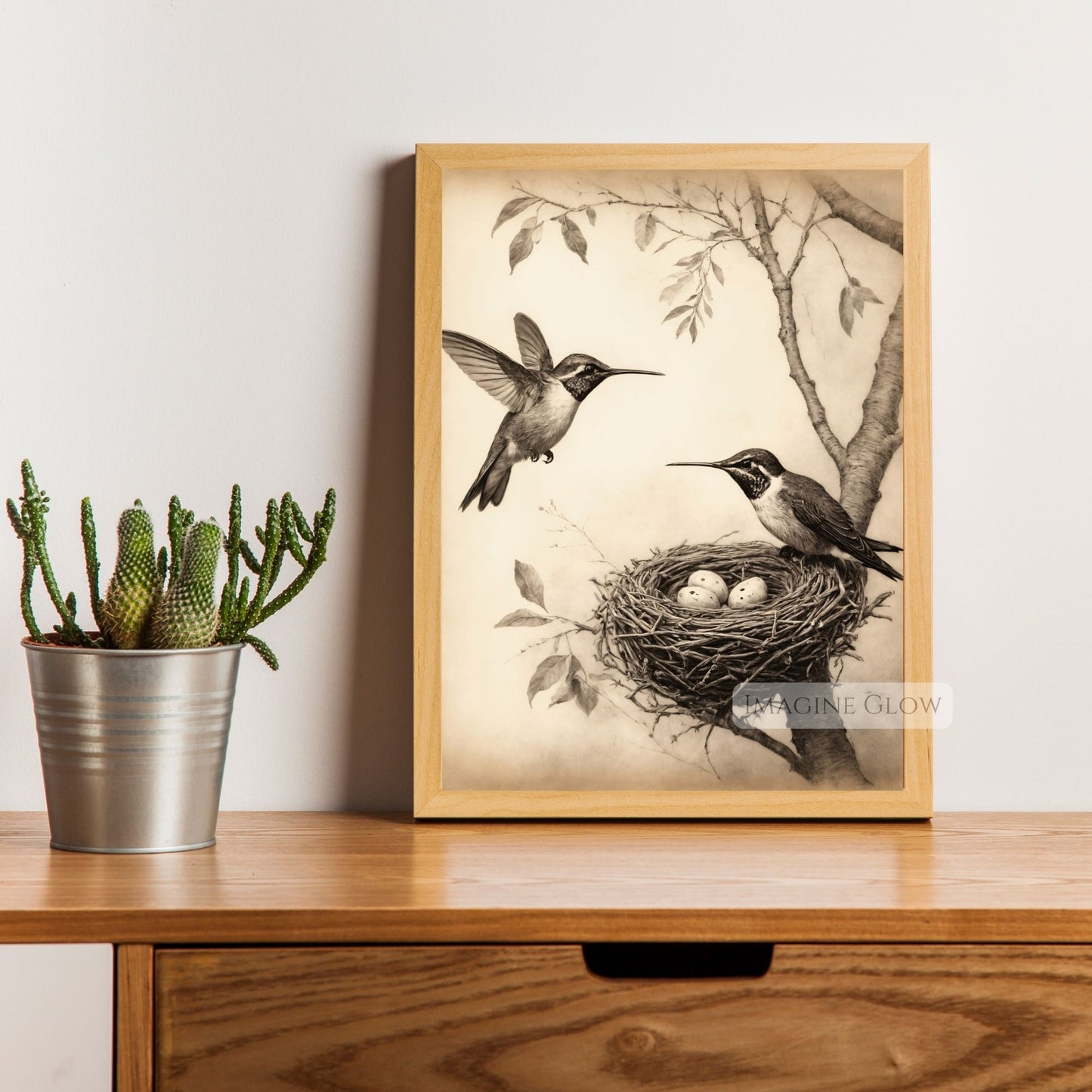 Rustic hummingbird print for classic home decor