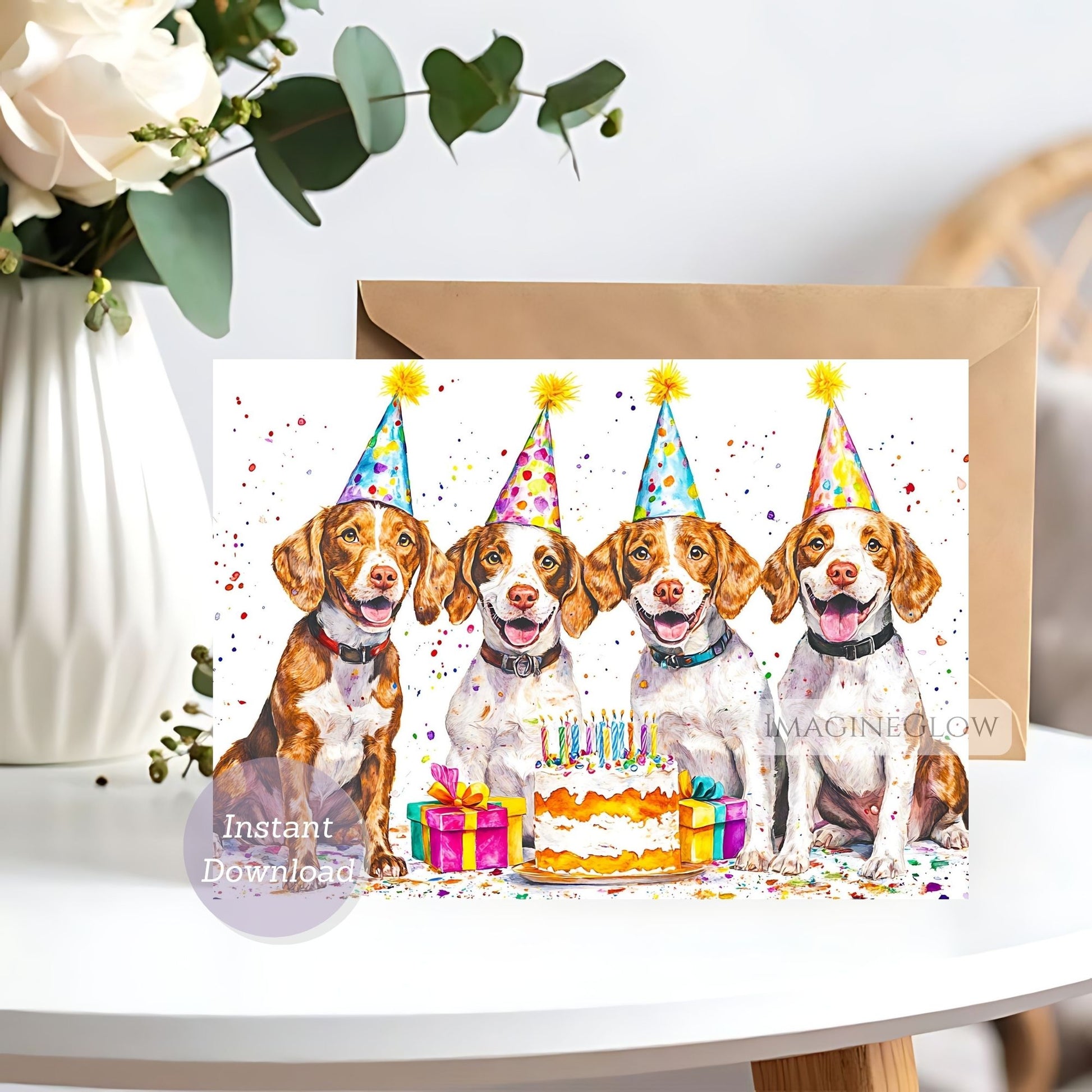 Brittany dog birthday card
printable Brittany puppy card