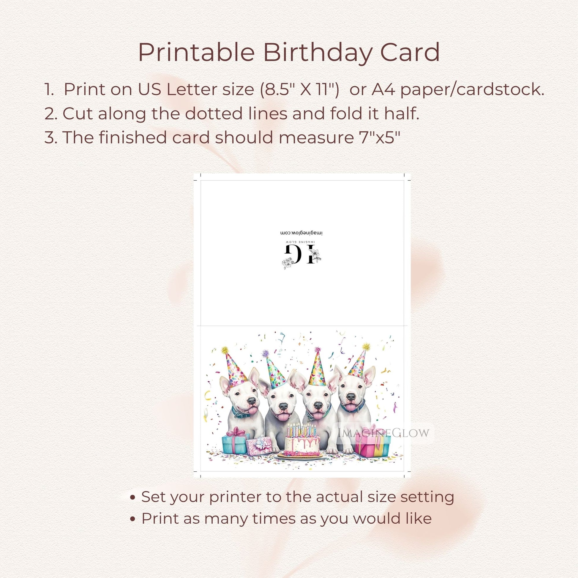 cute bull terrier puppy card
bull terrier themed birthday card
printable birthday card for dog fan