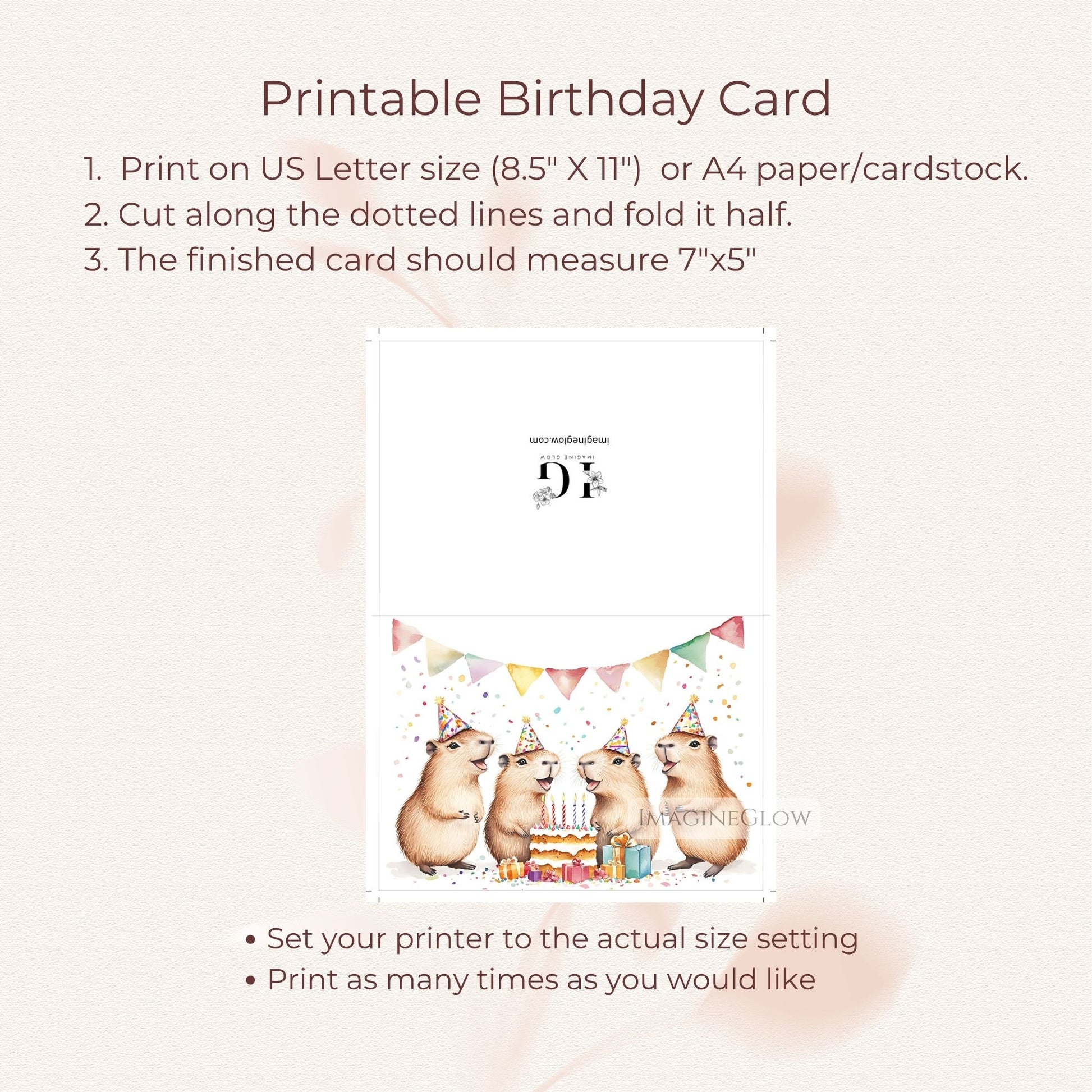 unique wildlife birthday card
blank inside capybara card
playful capybara illustration
nature themed birthday card