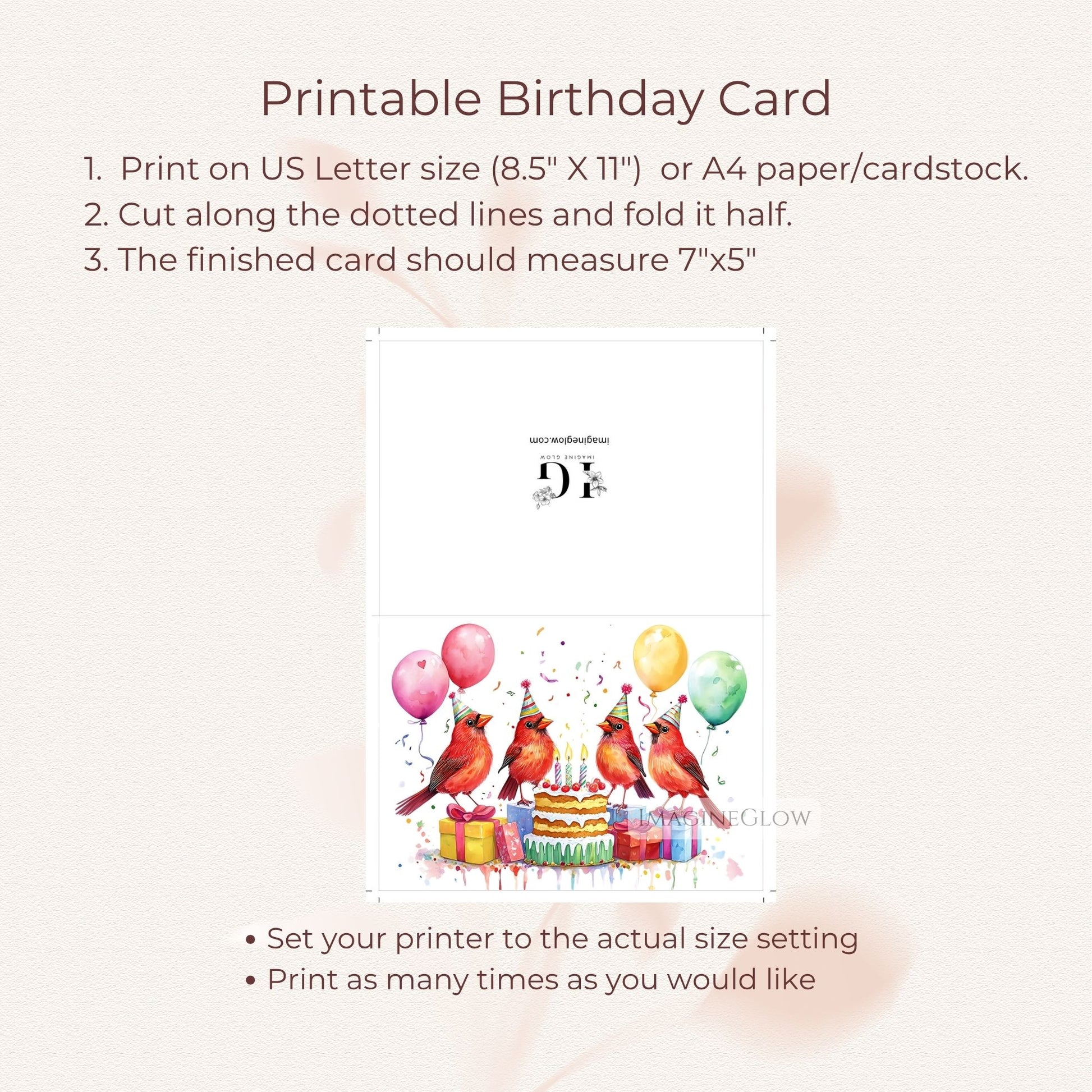 nature themed birthday card
blank inside cardinal card
elegant bird birthday card
wildlife birthday greeting