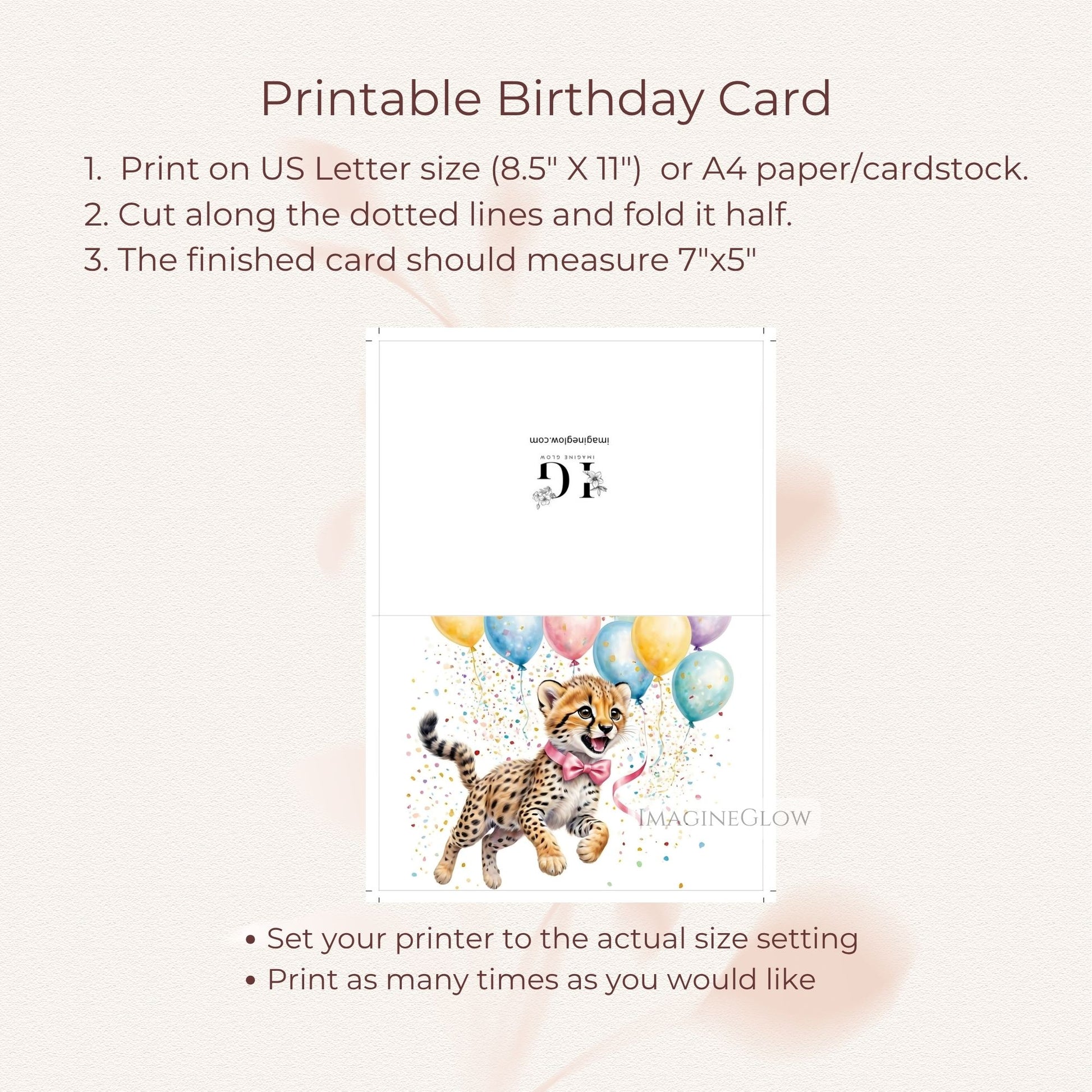 Safari birthday card for young girl
Cute cheetah card instant download
Cheetah card for jungle party theme