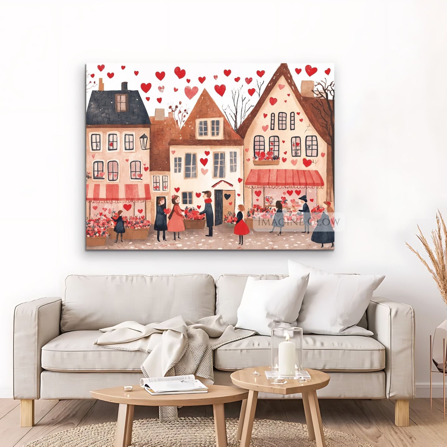 Cozy romantic street illustration with a soft and timeless vibe