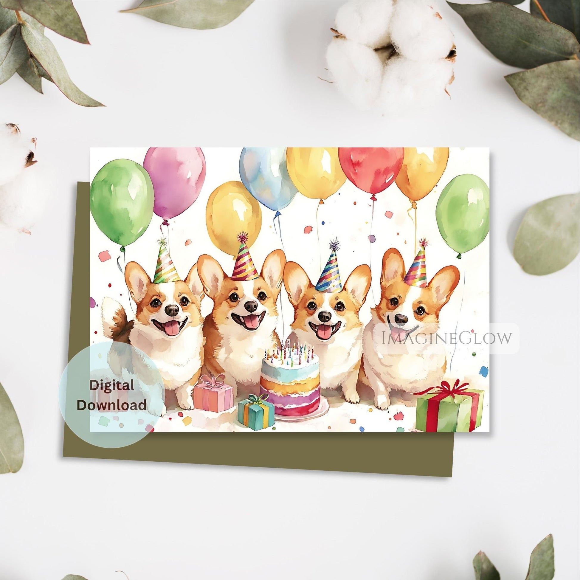 corgi dog birthday card