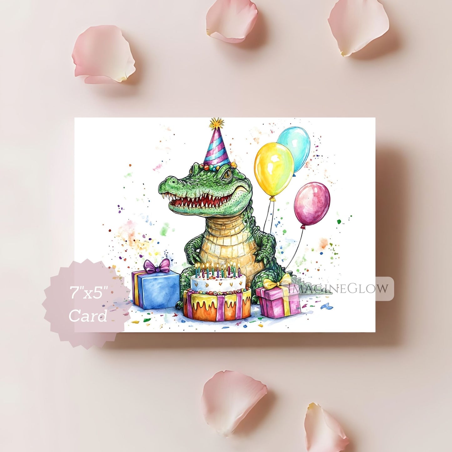 wild animal crocodile birthday card