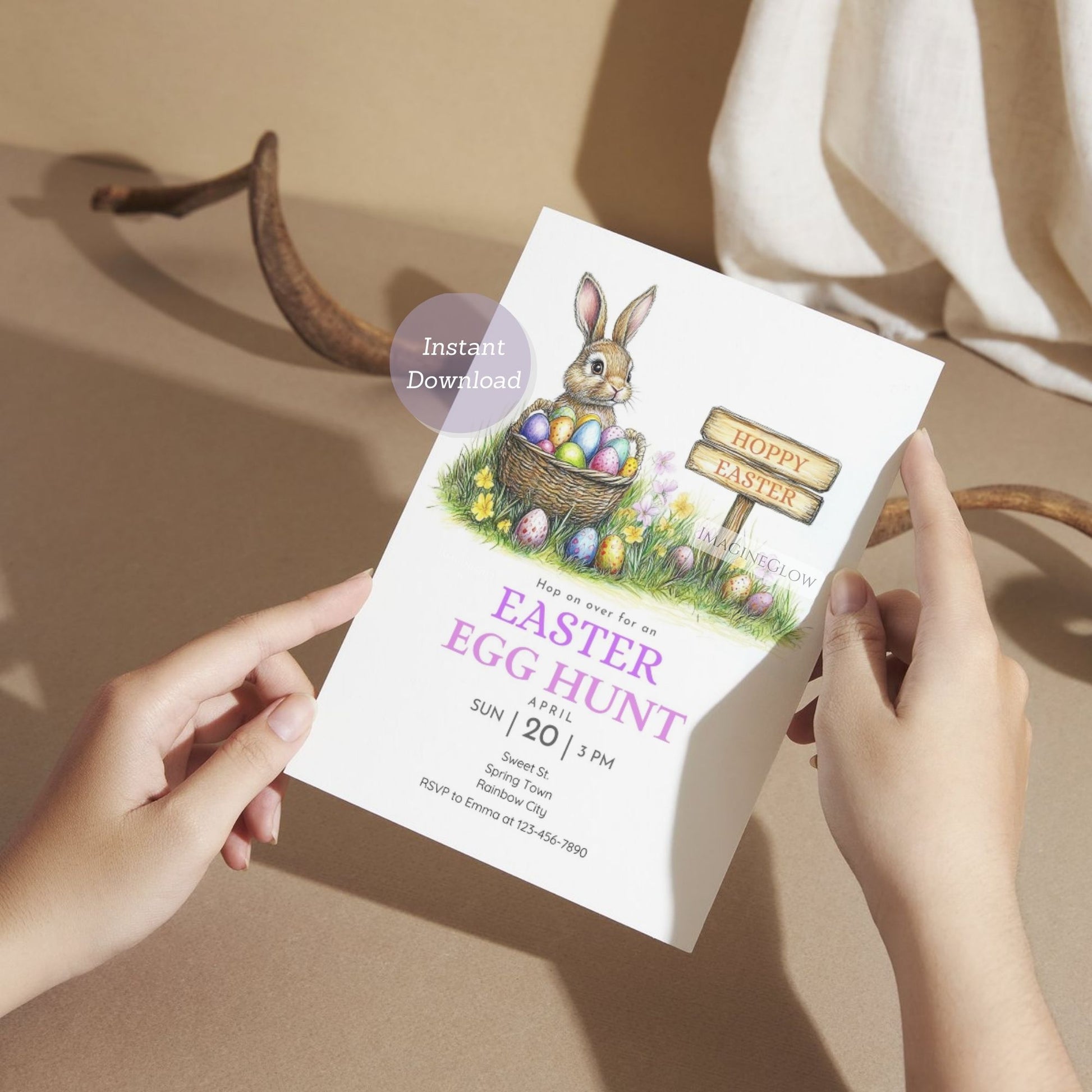Cute Bunny Party Invite for Easter Celebration