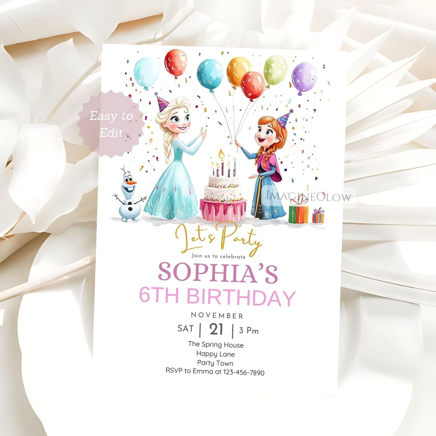 Editable Frozen party invitation template