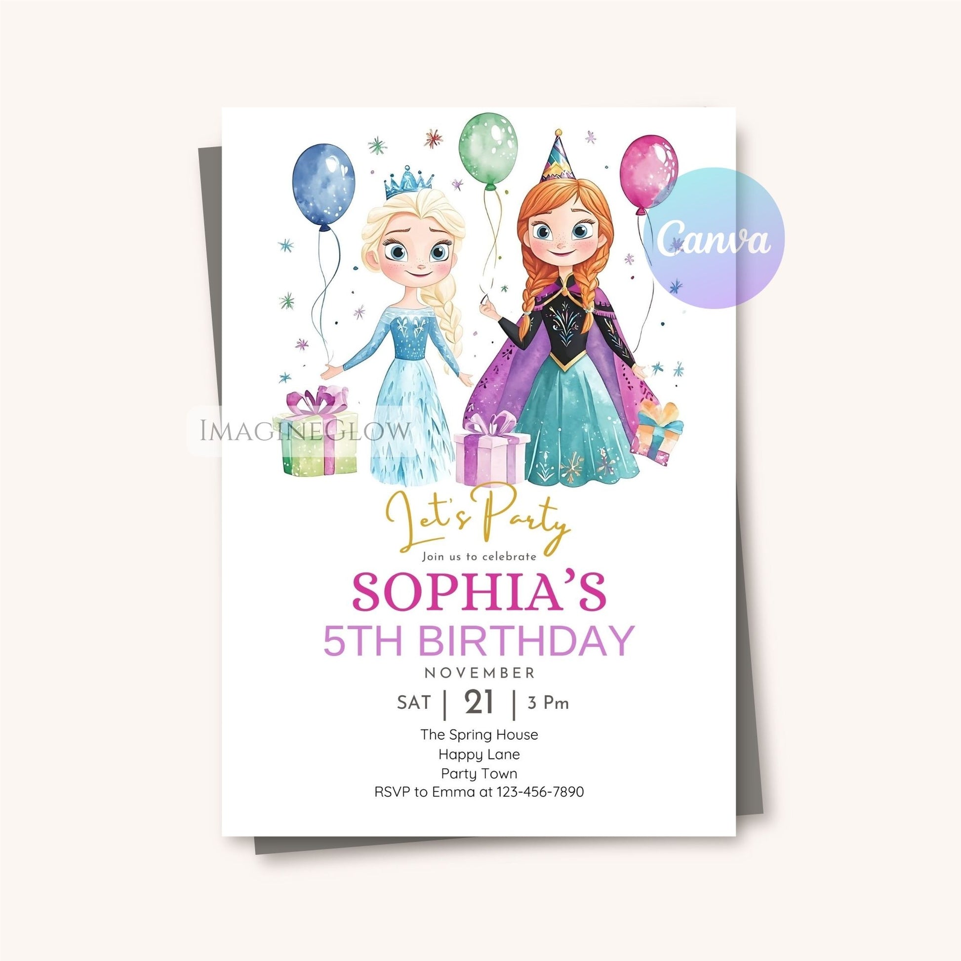 Frozen winter birthday party card
Editable Frozen invitation for kids