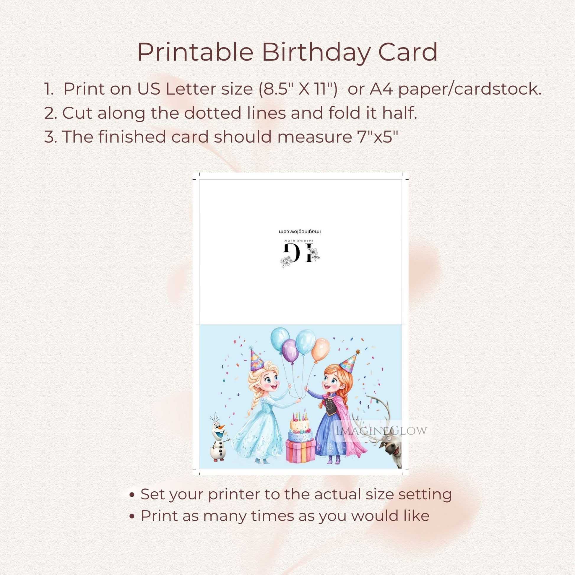 Frozen card for winter birthday
Frozen themed printable card
Elsa birthday card blue design
