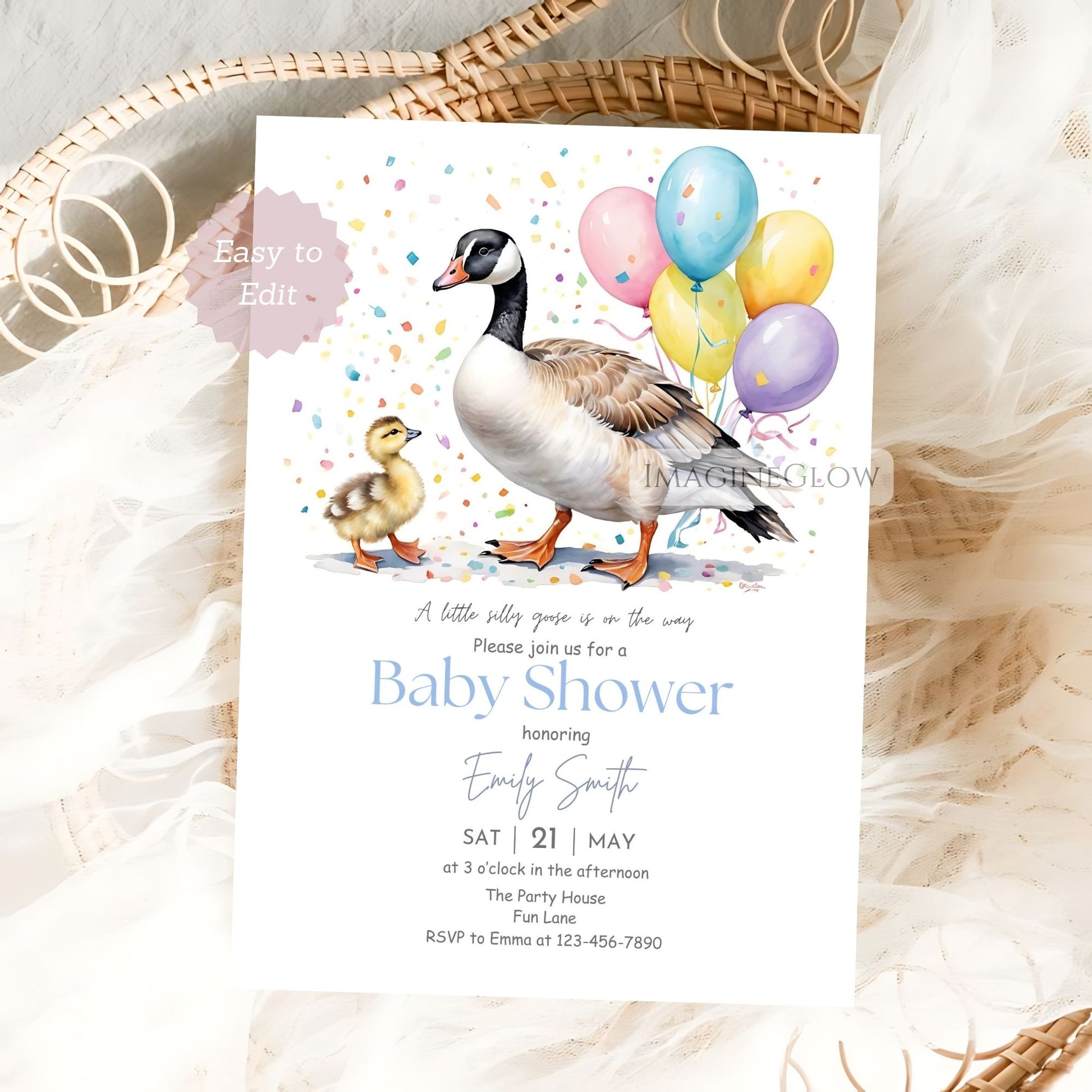 silly goose baby shower invitation
funny goose baby shower card