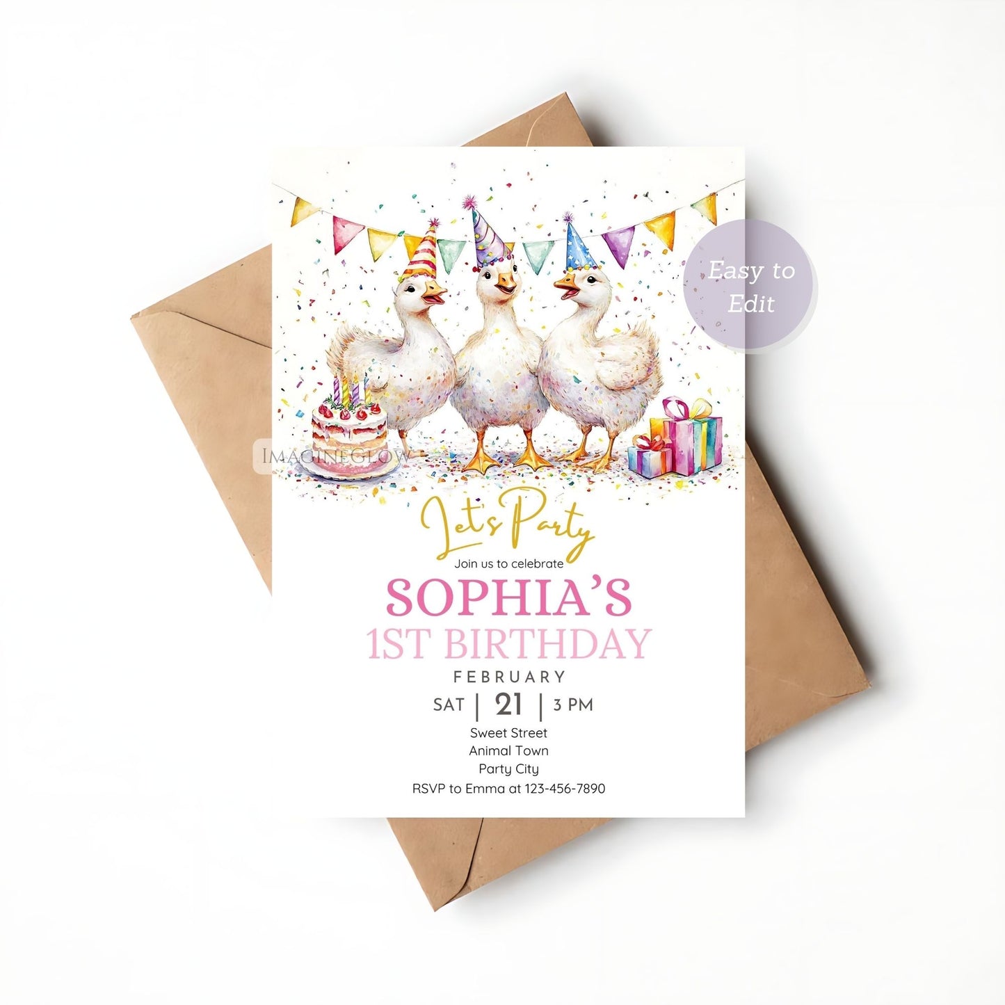 Printable farm animal-themed party invite.