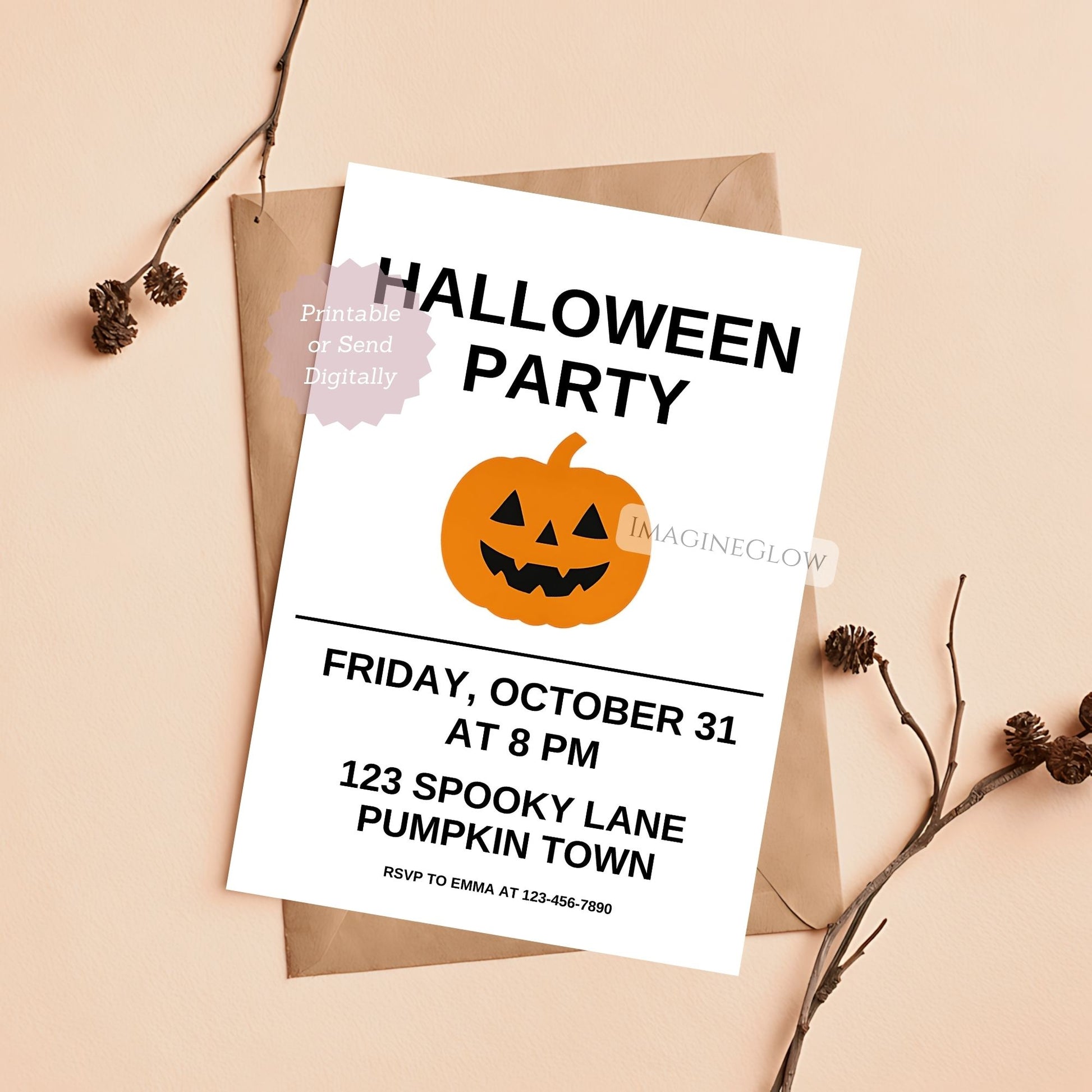 minimalist halloween party invitation
modern halloween invite editable