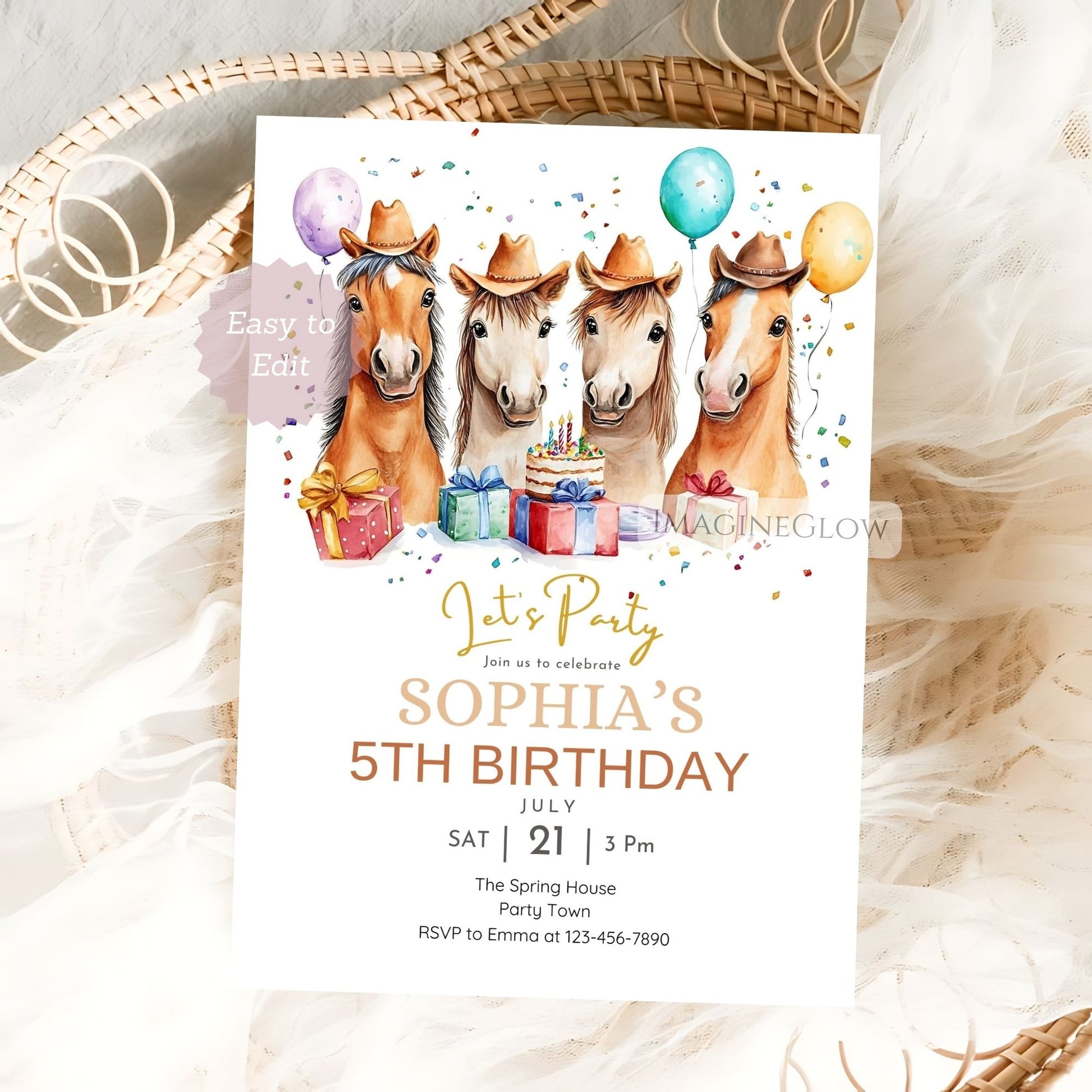 kids pony ride party invitation