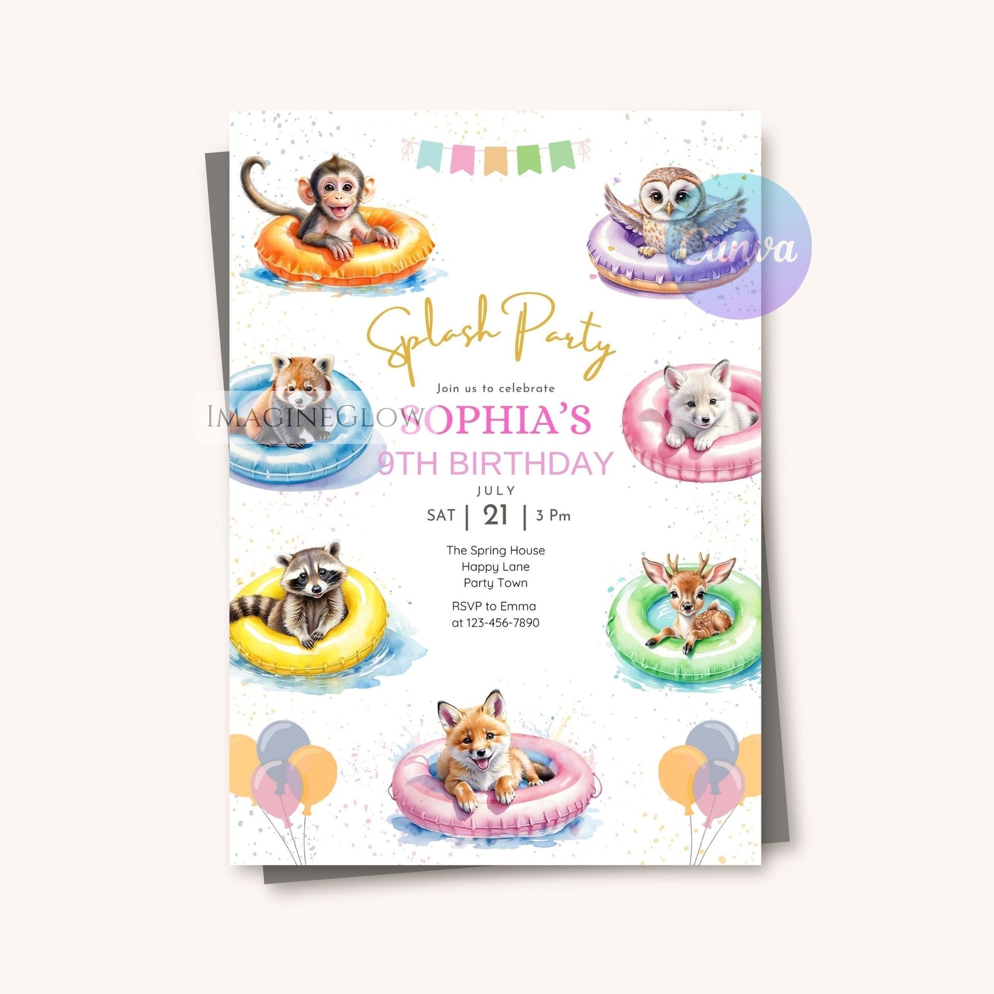 digital splash party invitation